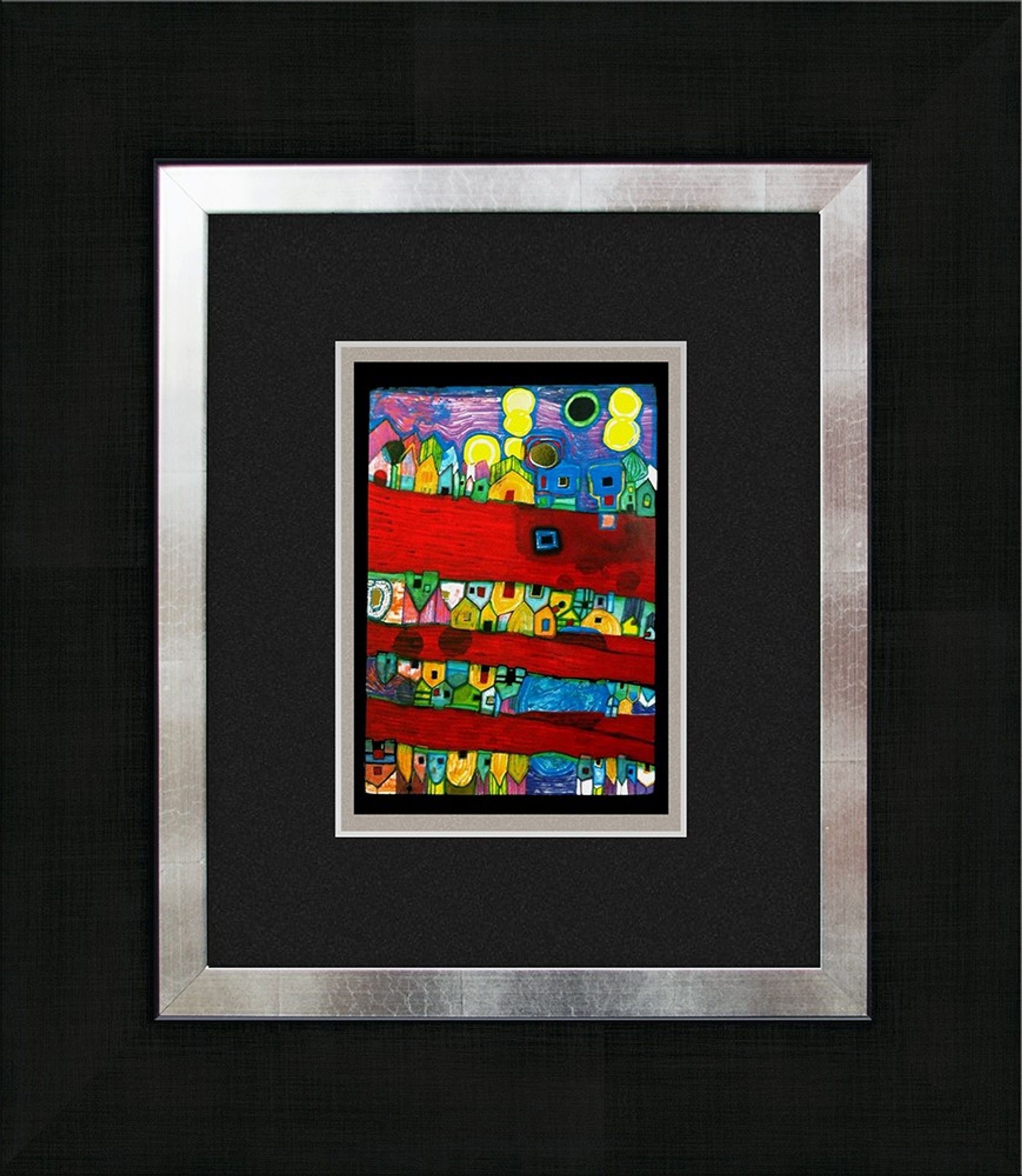 artissimo Bild mit Rahmen Hundertwasser / Poster gerahmt 40x45cm / Bild mit Rahmen / Wandbild