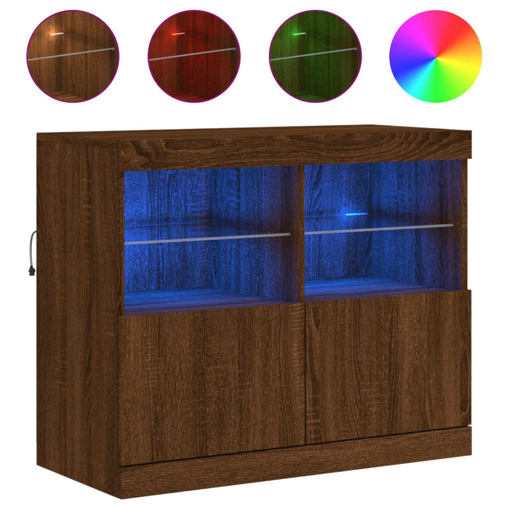 vidaXL Sideboard Sideboard mit LED-Leuchten Braun günstig online kaufen