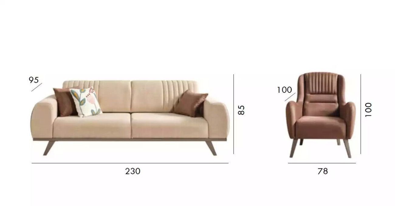 Made Dreisitzer Teile, Luxus JVmoebel Stoff 3-Sitzer Italy Beige in Sofa Stoffsofas Sitzer 1 Couchen Couch, 3