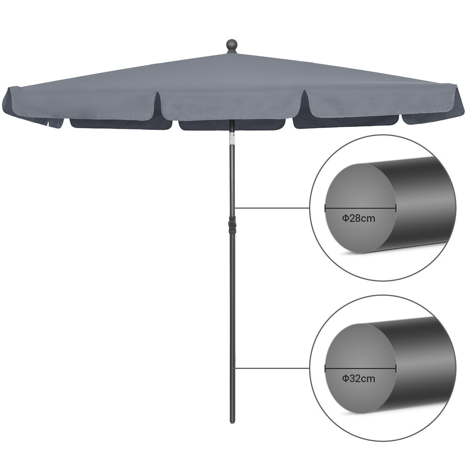 TLGREEN Sonnenschirm 200 x 125 cm günstig online kaufen