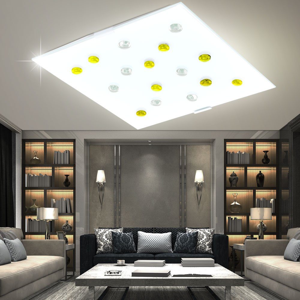 EGLO Deckenstrahler, klar Glas gelb Zimmer Decken Lampe Leuchtmittel inklusive, weiß Flur nicht Gäste Steine