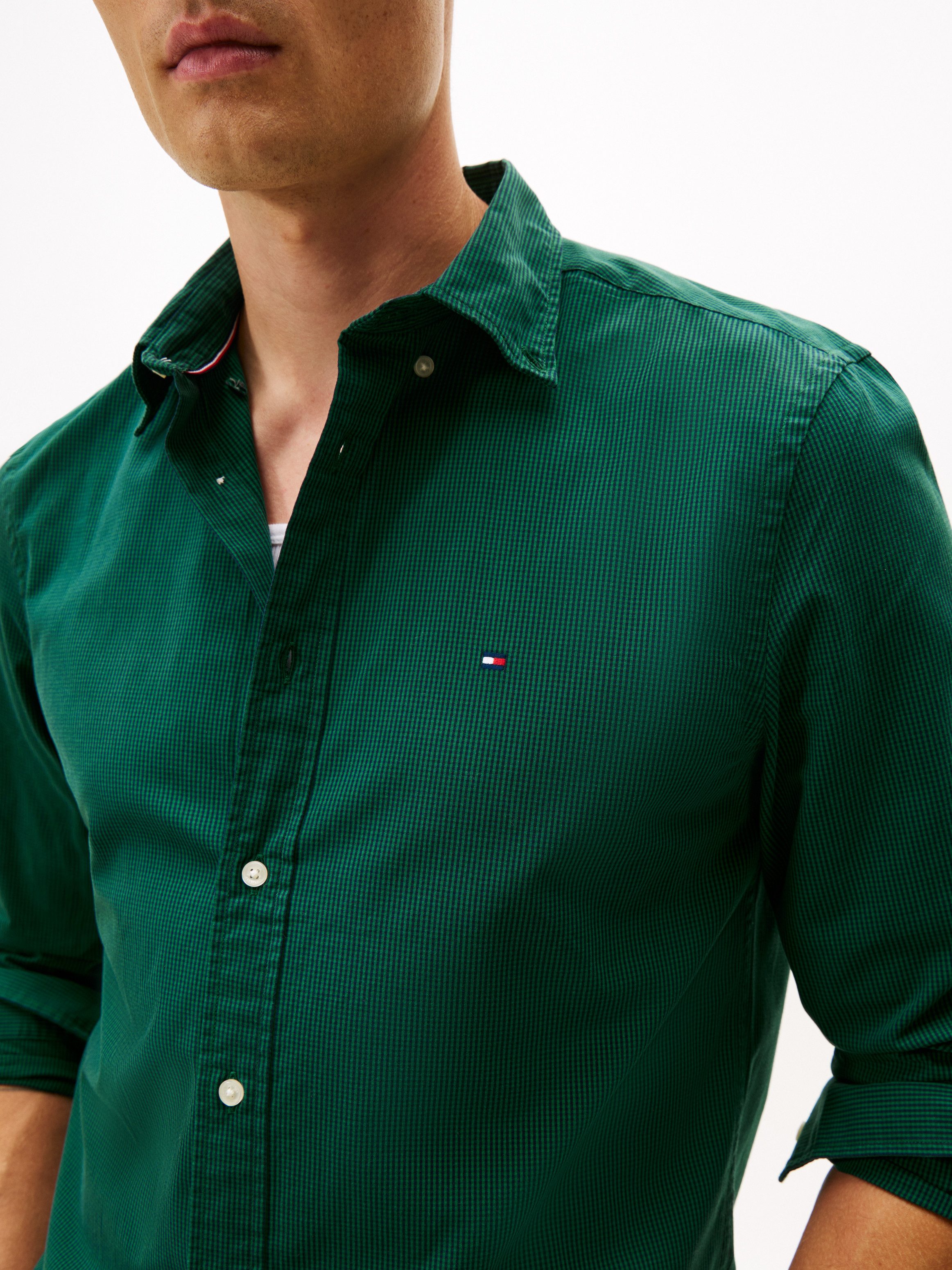 Tommy Hilfiger Langarmhemd FLEX POPLIN MICRO GINGHAM mit Vichy Karo, Button günstig online kaufen