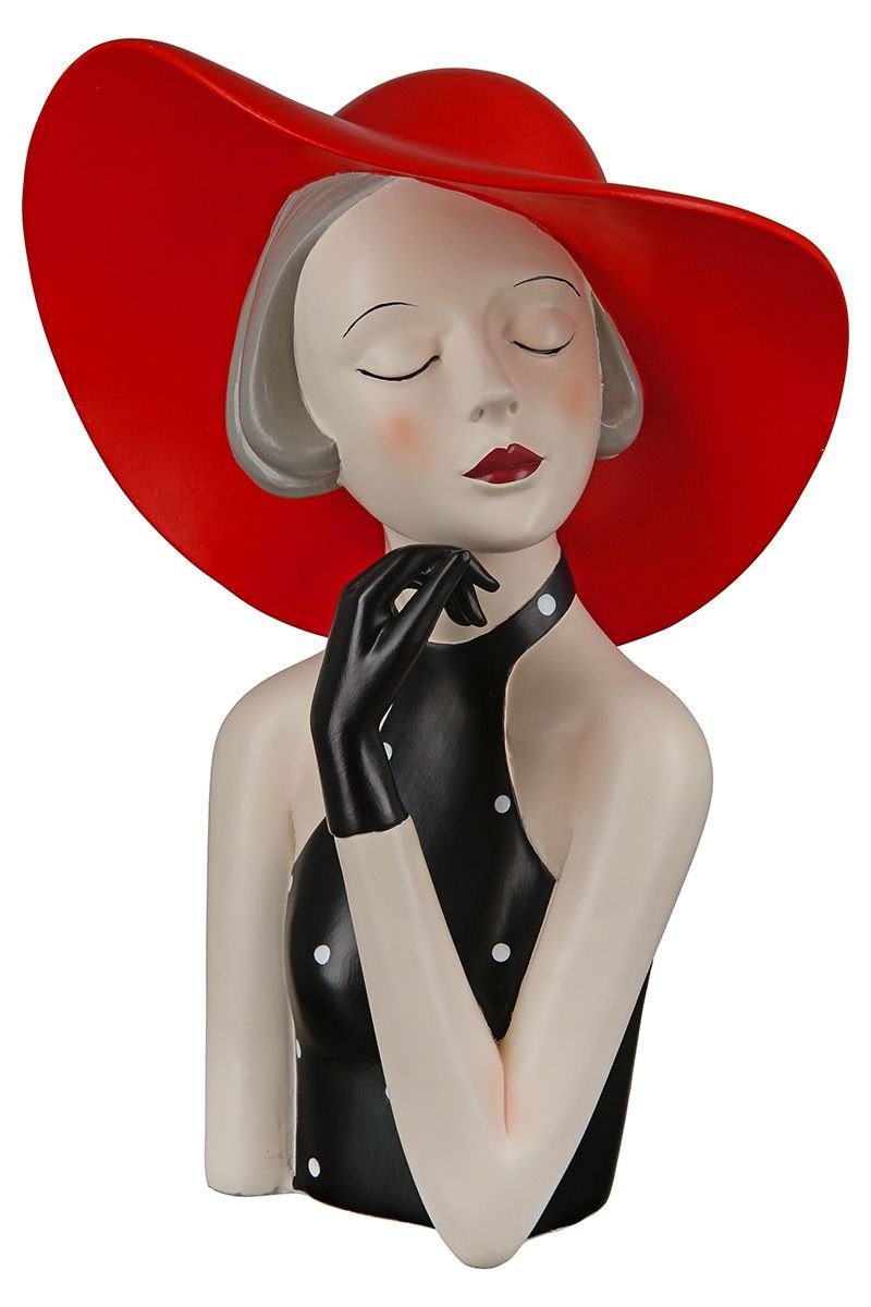 GILDE Dekoobjekt oder schwarzem mit Hut handbemalt Figur rotem Poly LADY