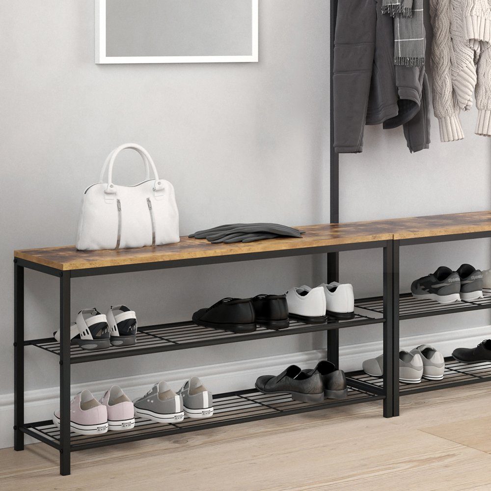 Vicco Schuhbank Fyrk, Eiche rustikal/Schwarz, 100 x 51.5 cm (1-St)