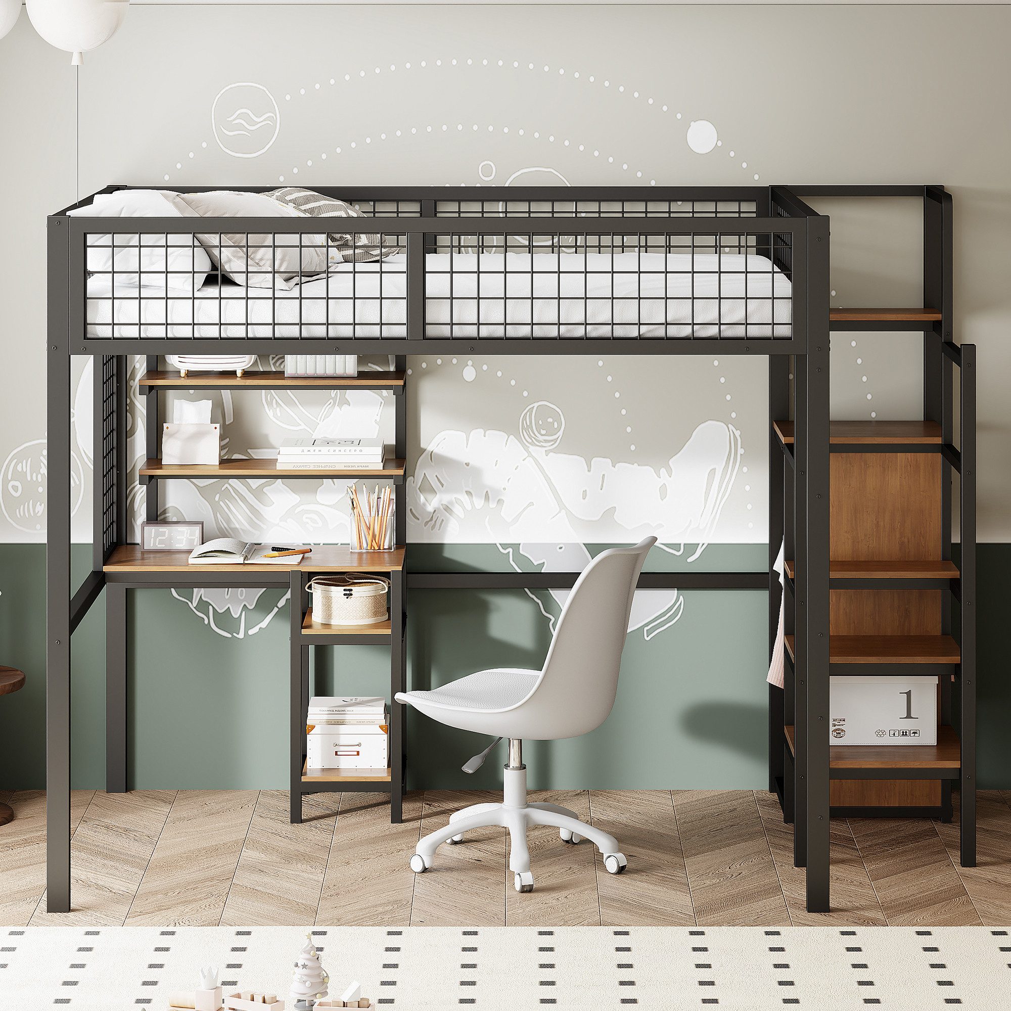 REDOM Metallbett Hochbett Einzelbett Stauraumbett Funktionsbett günstig online kaufen