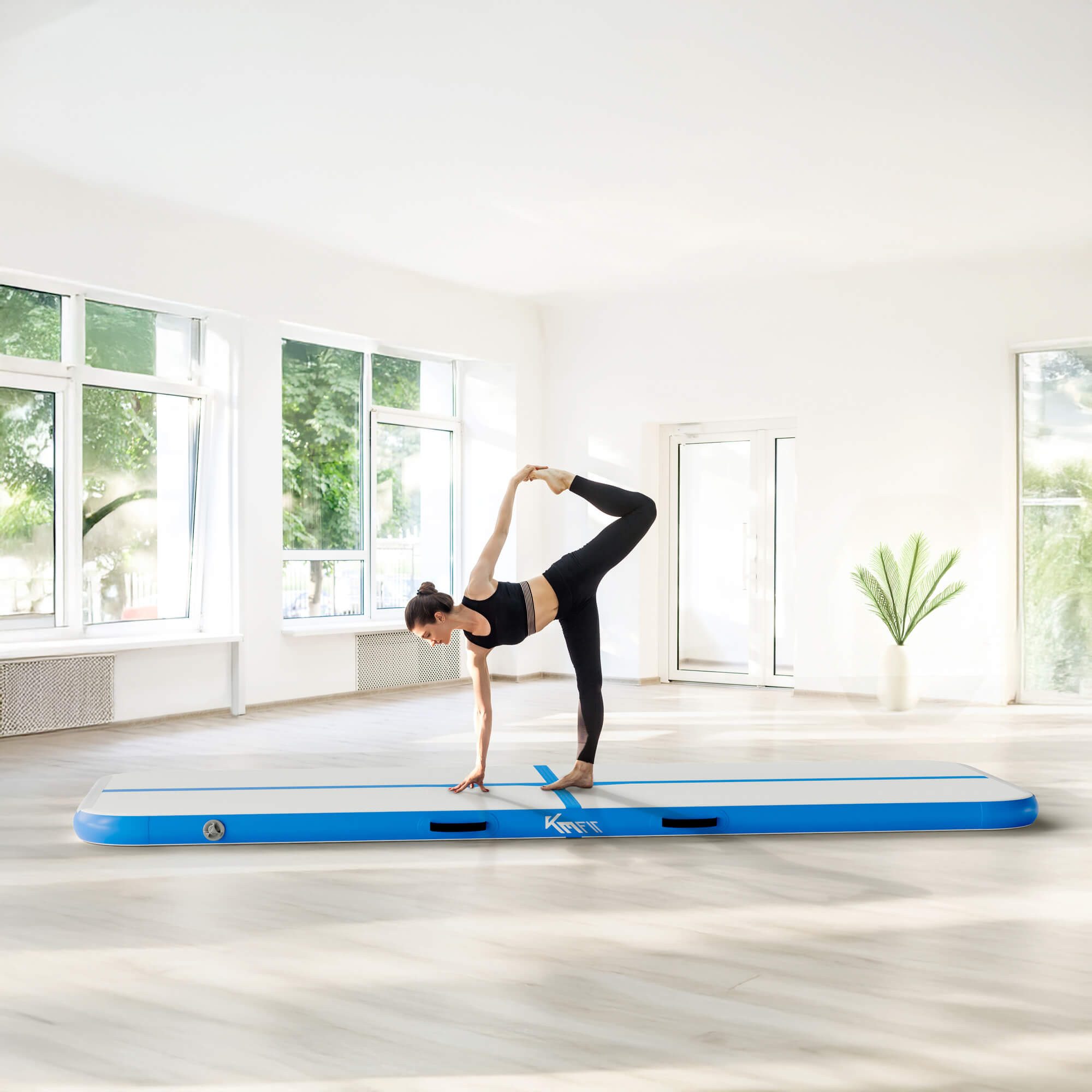 KM - Fit Gymnastikmatte Airtrack Matte Turnmatte Fitness-Matte (1-St., 300 x 100 x 10 cm), mit integrierter Pumpe 600W
