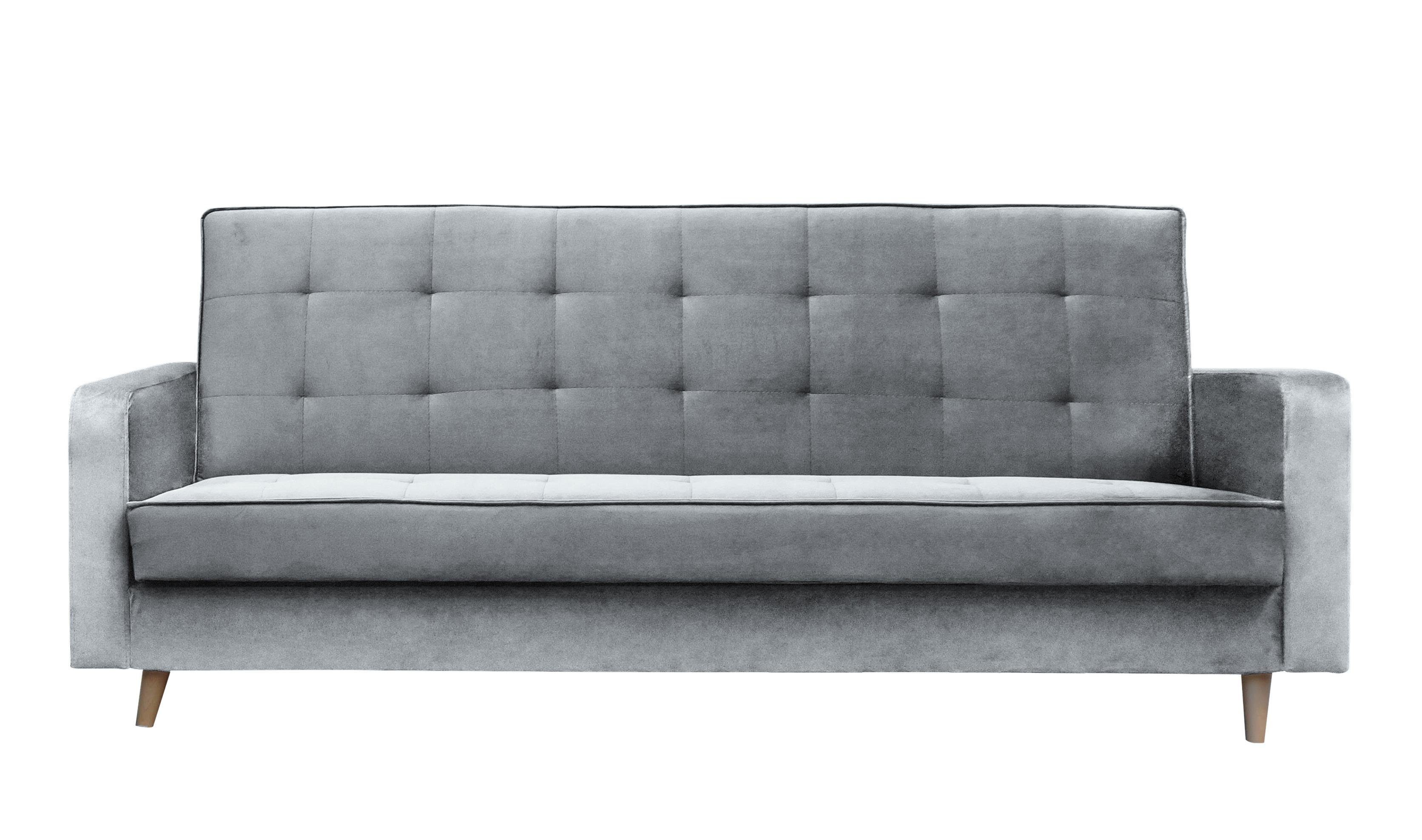 Beautysofa Schlafsofa Bamako, Sofa Stil, mit Schlaffunktion im 05) Bettkasten, und mit Grau (paros Polstersofa Holzbeine skandinavischen Couch