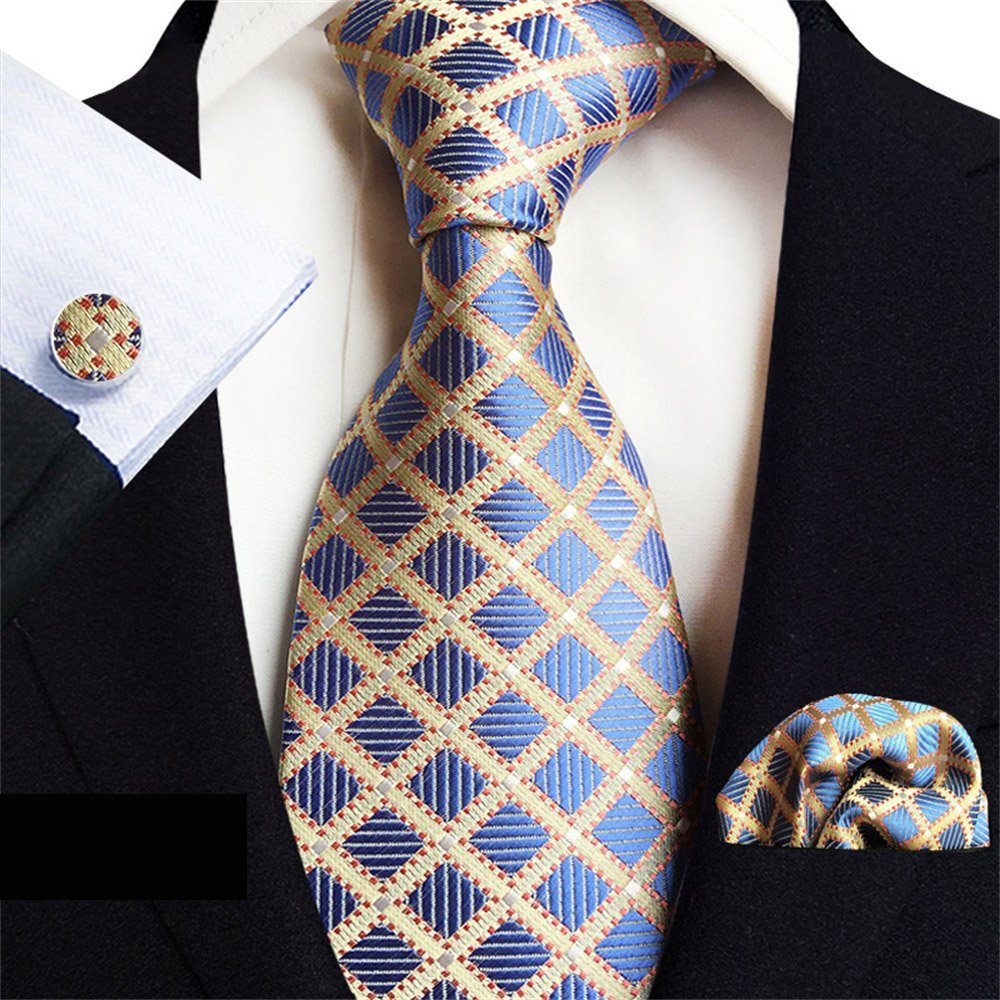 Stck für Dekorative Krawatte Krawatte Set B Krawatten und Elegante Krawatte 3 Klassisch Herren Hochzeitsfest Einstecktuch set, (3-St)