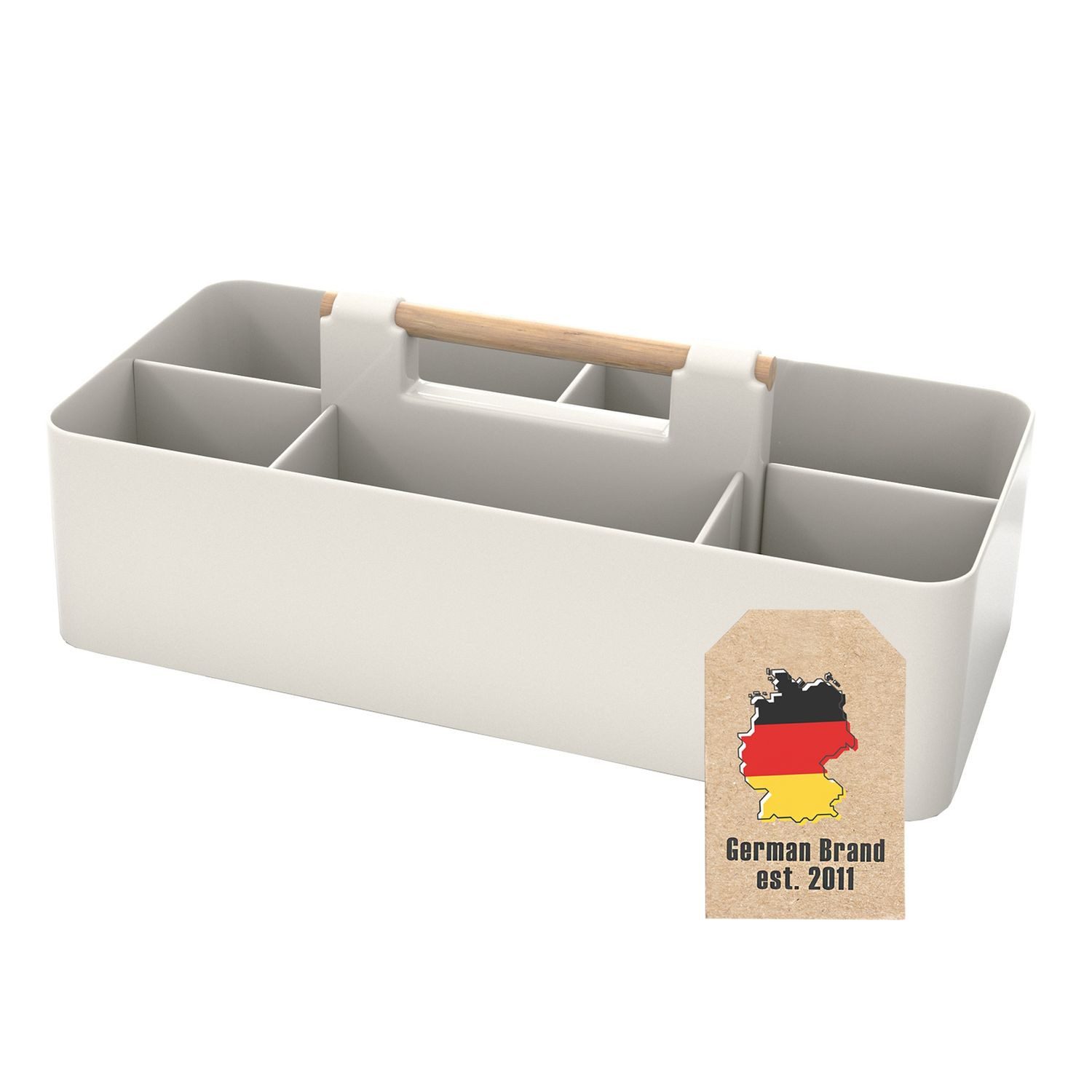 Intirilife Make-Up Organizer Organizer Caddy Tragebox Aufbewahrungskorb Griff Badezimmer Kosmetik, Make Up Organizer in Weißgrau - Beauty Kosmetik, 1-tlg., Aufbewahrungsbox mit 5 Fächern Schreibtisch Organizer Küchenutensilien