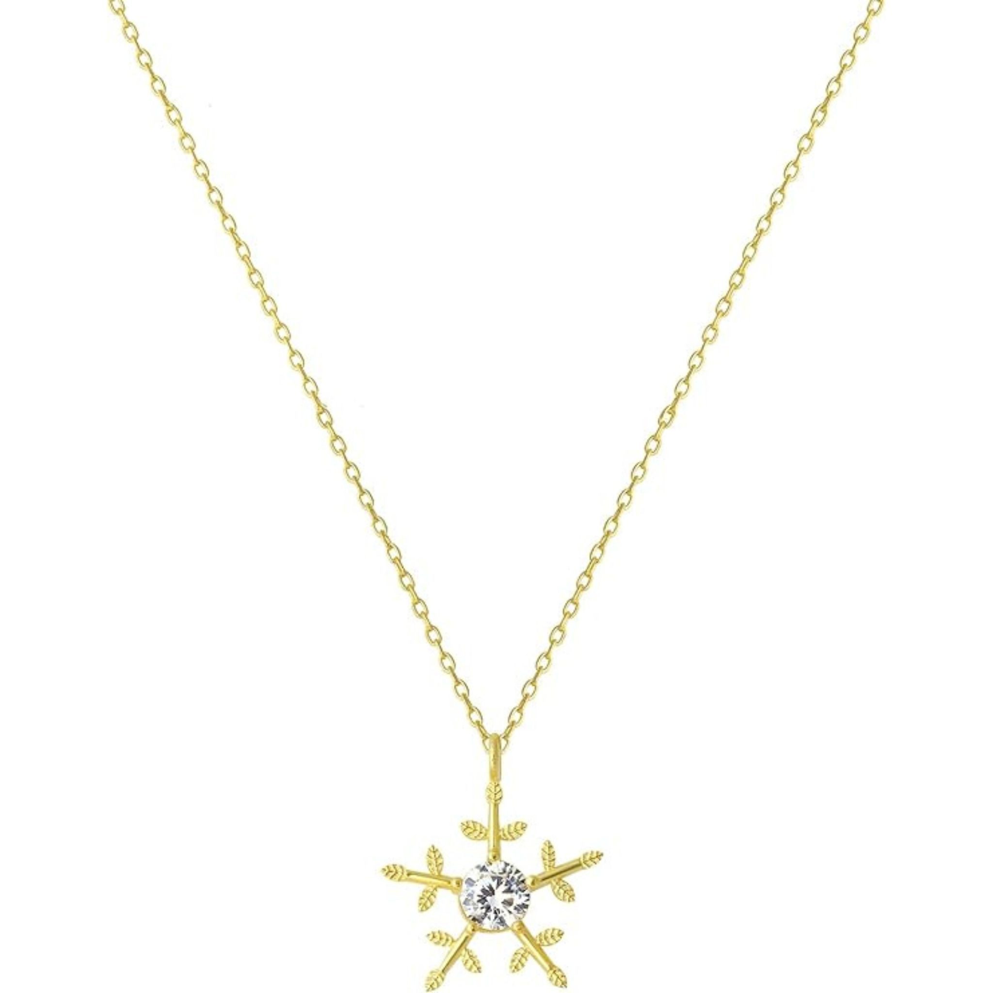 Einzelstück Charm-Kette Schneeflocken Halskette 925 Sterling Silber