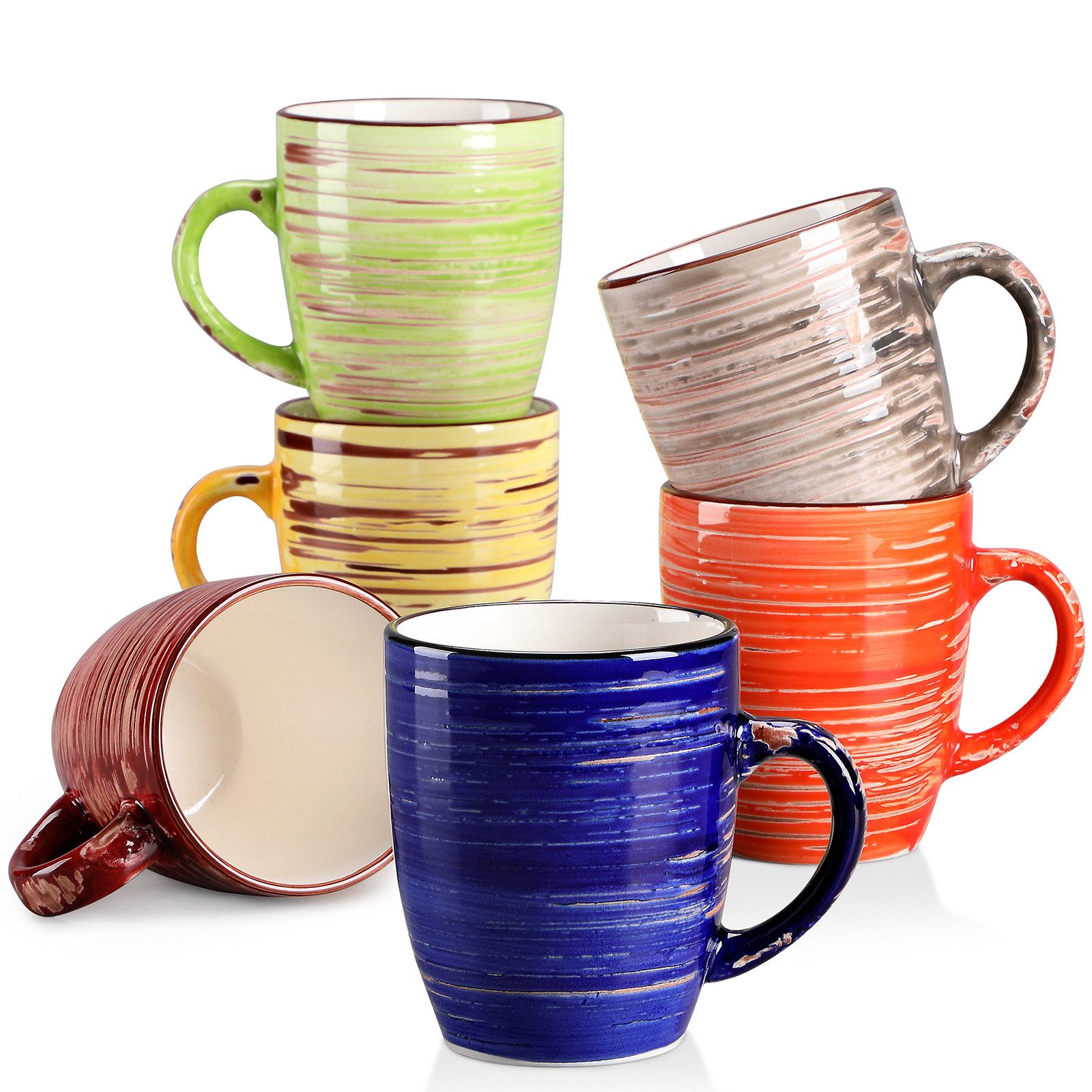 vancasso Tasse ALBERO Tassen Set, 6-tlg, Steingut Becher für 6, 350 ML, 6-tlg., Steingut
