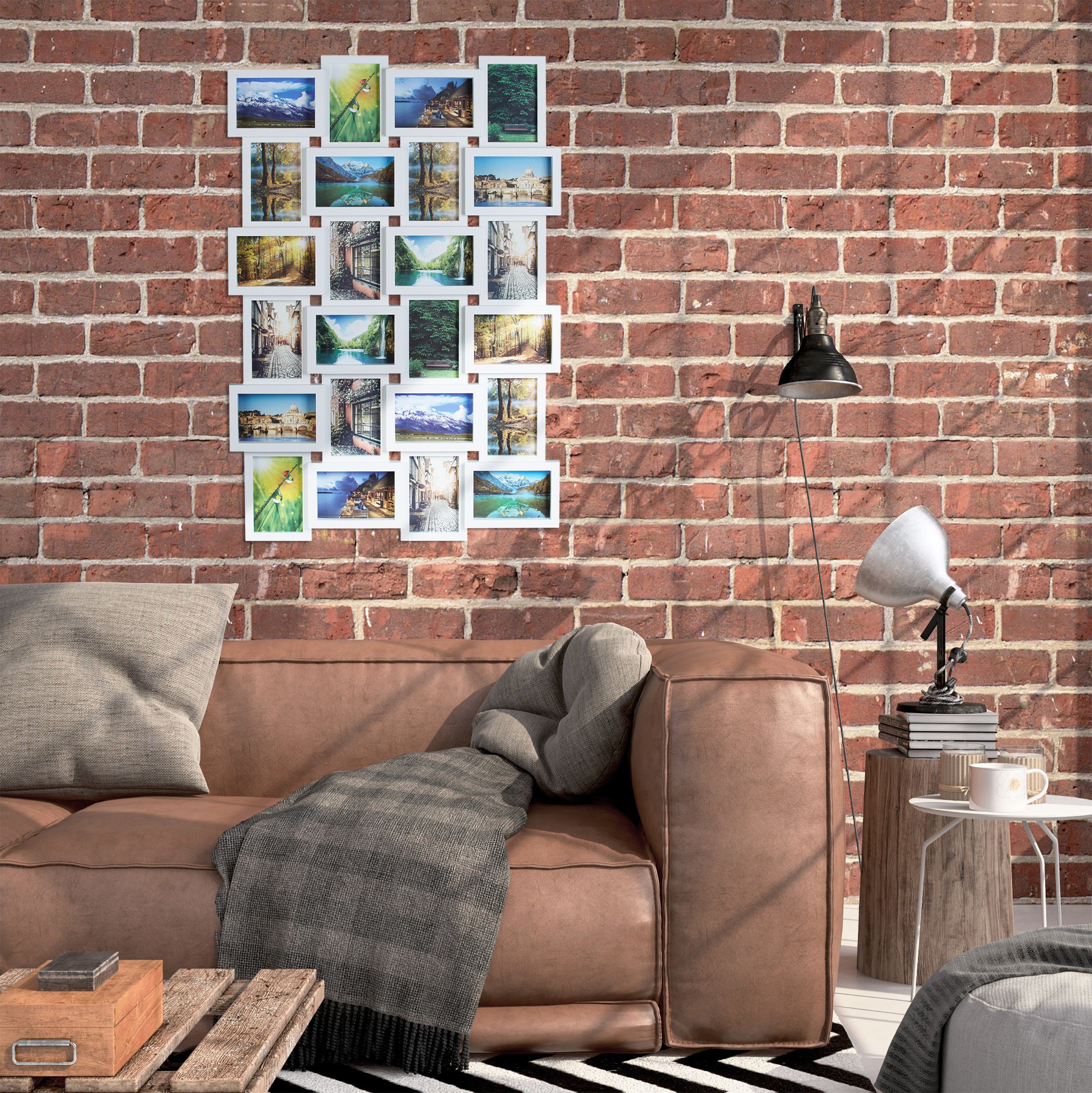 relaxdays Staffelbilderrahmen Bilderrahmen für 24 Fotos, weiß günstig online kaufen