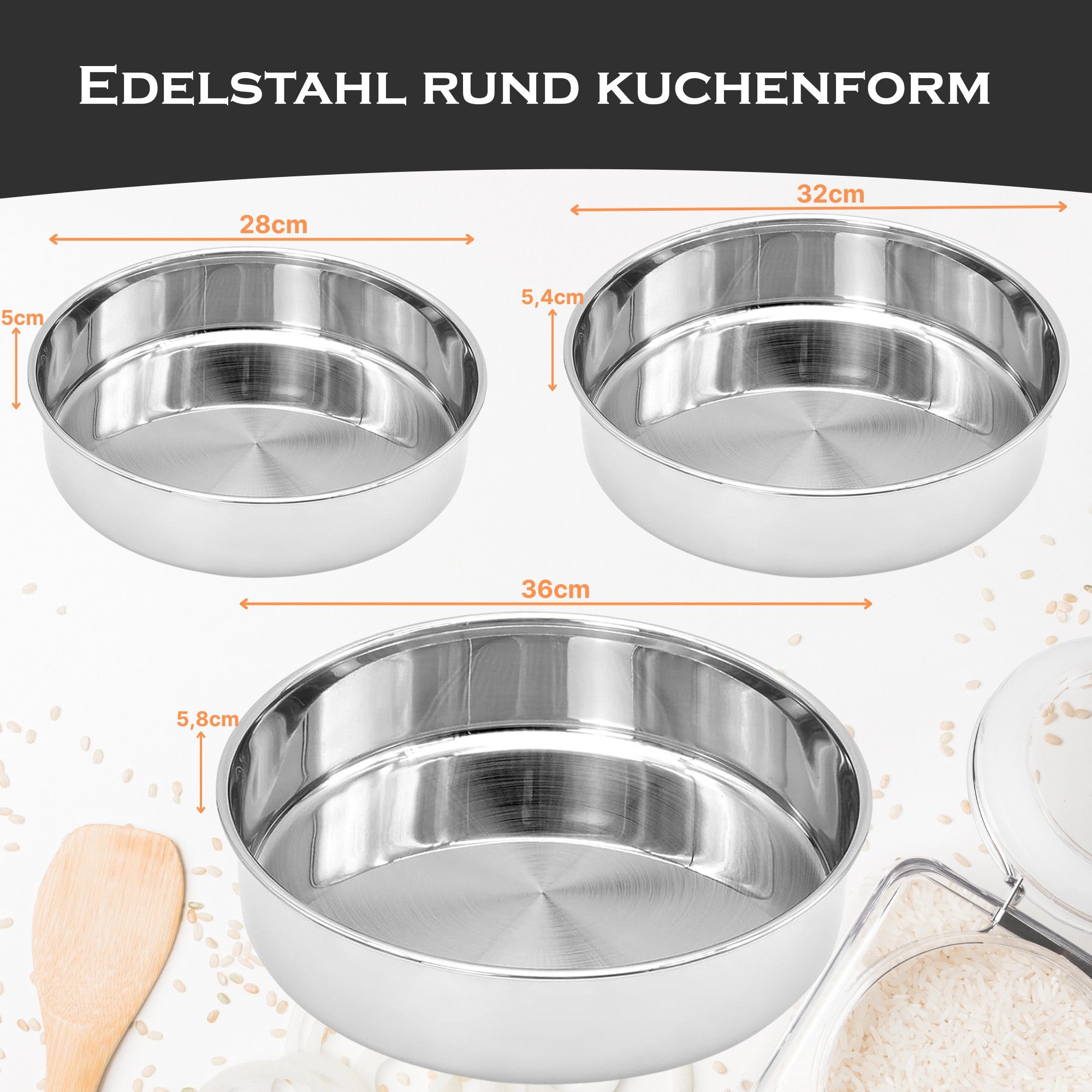 hausleben Backform 3-teiliges Edelstahl Backformen, Auflaufformen, (1-tlg), Back- und Auflaufformen Set - Perfekt für Aufläufe, Kuchen und mehr