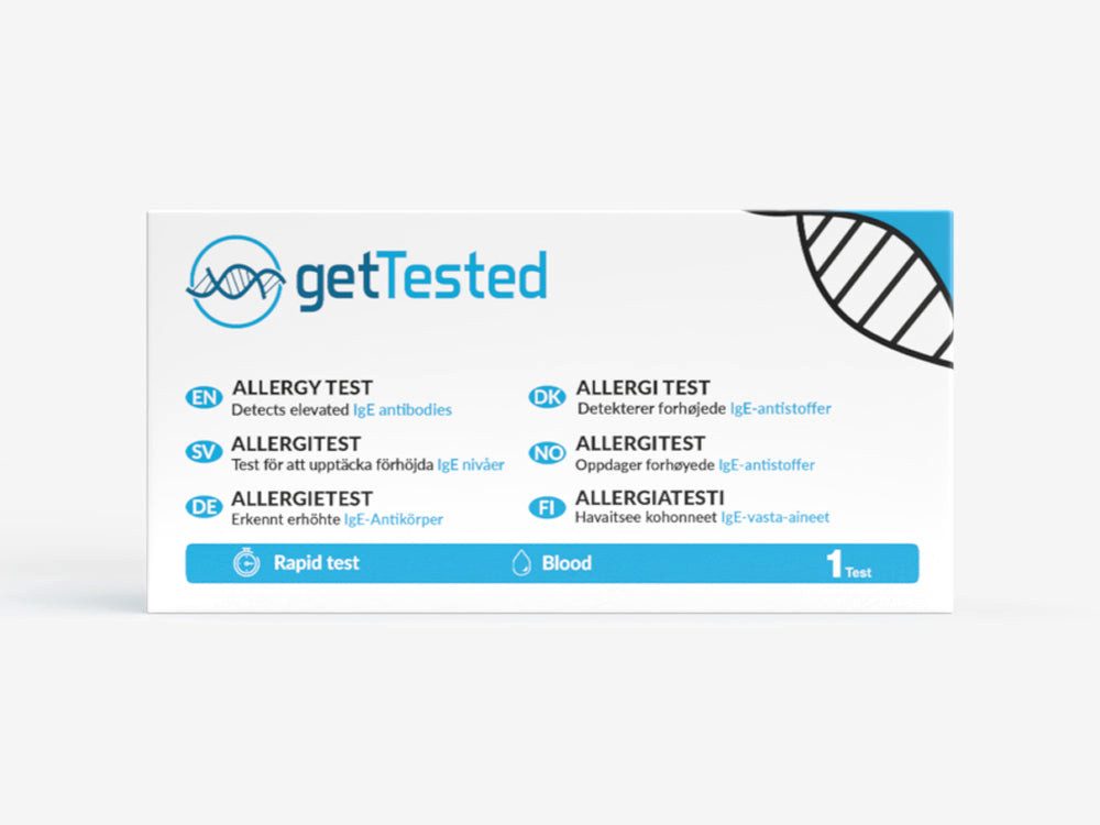 GetTested International AB Allergietest Allergie IgE Schnelltest – IgE-Bluttest, 1 Messparameter, Testkit, 1-tlg., IgE-Bluttest für zuhause, IgE-Bluttest zur Allergie-Orientierung