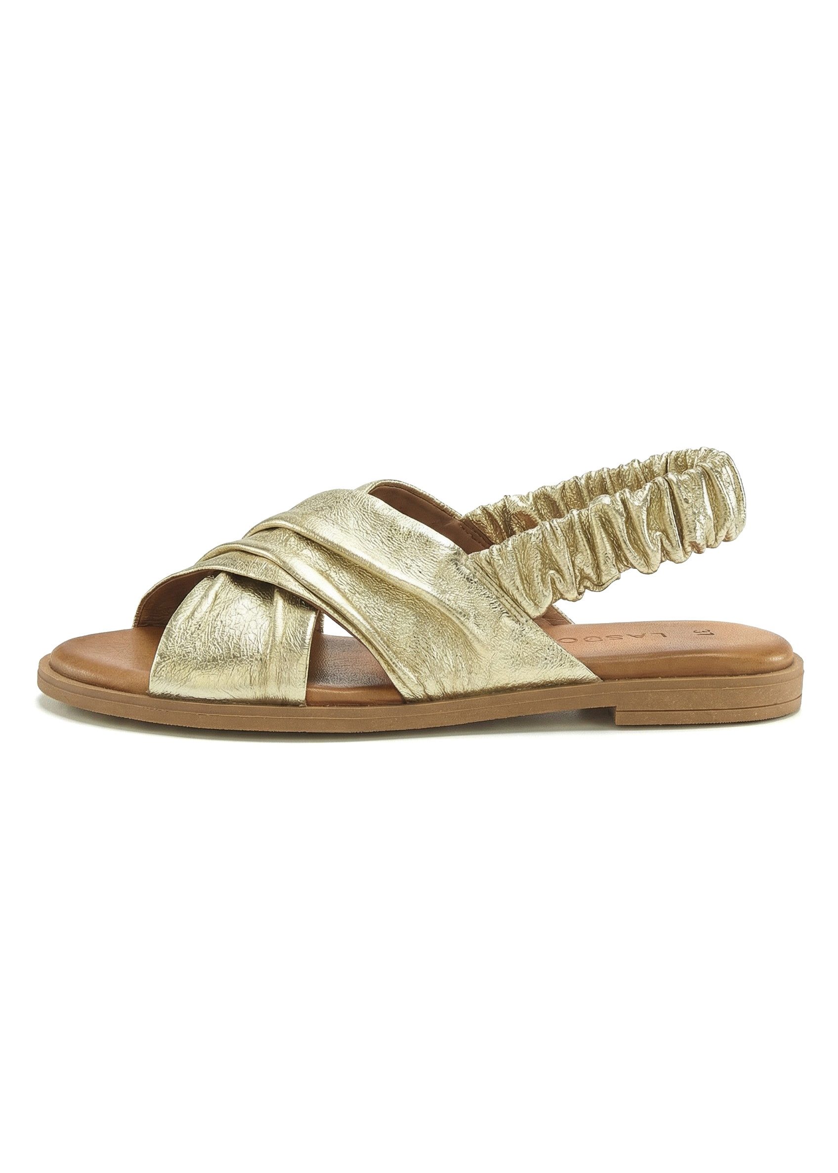 LASCANA Sandalette, Sommerschuh, offener Schuh, Pantolette Sandale aus Leder mit elastischen Riemchen