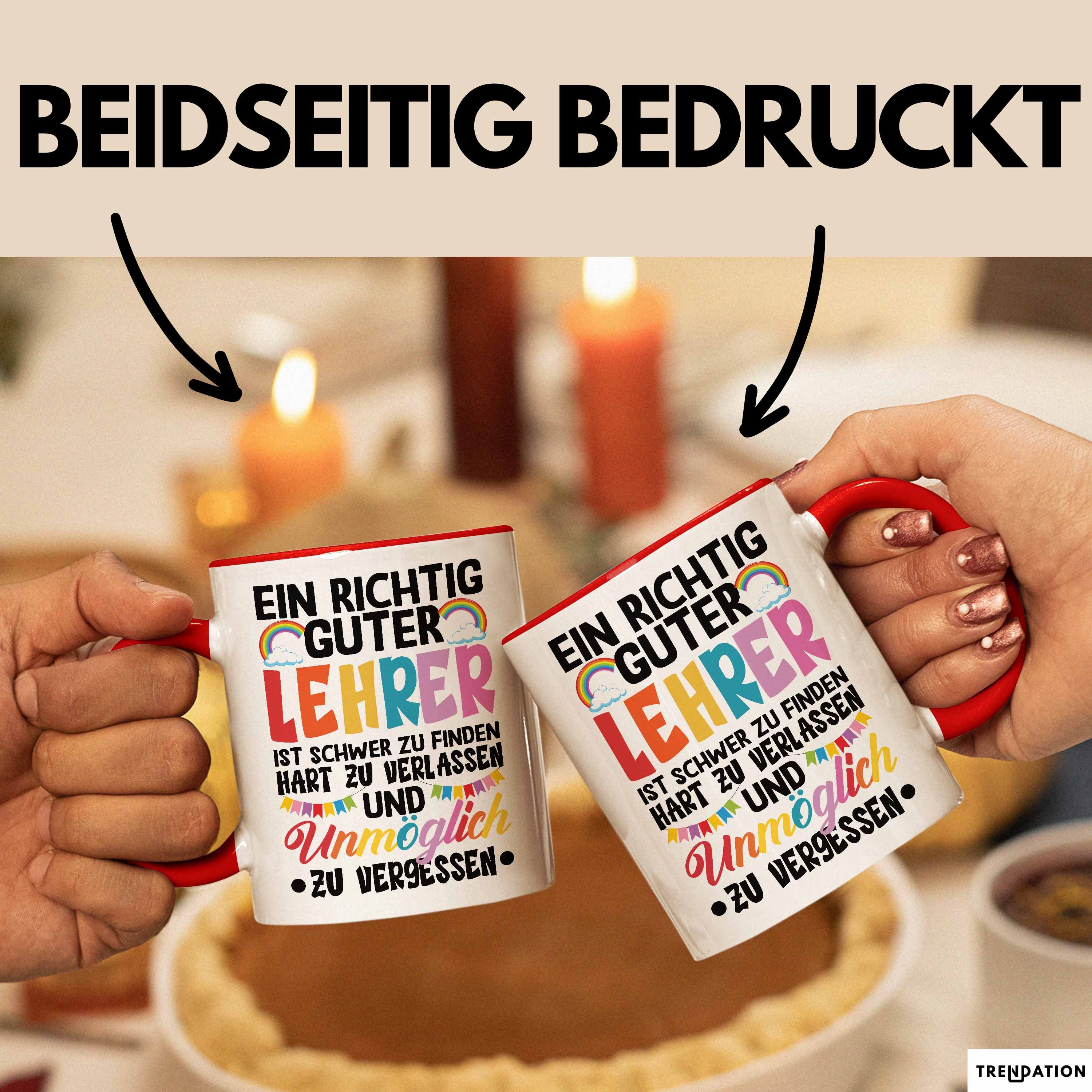 Trendation Tasse Lehrer Abschiedsgeschenk Tasse Bester Lehrer Abschied Geschenkidee Ein
