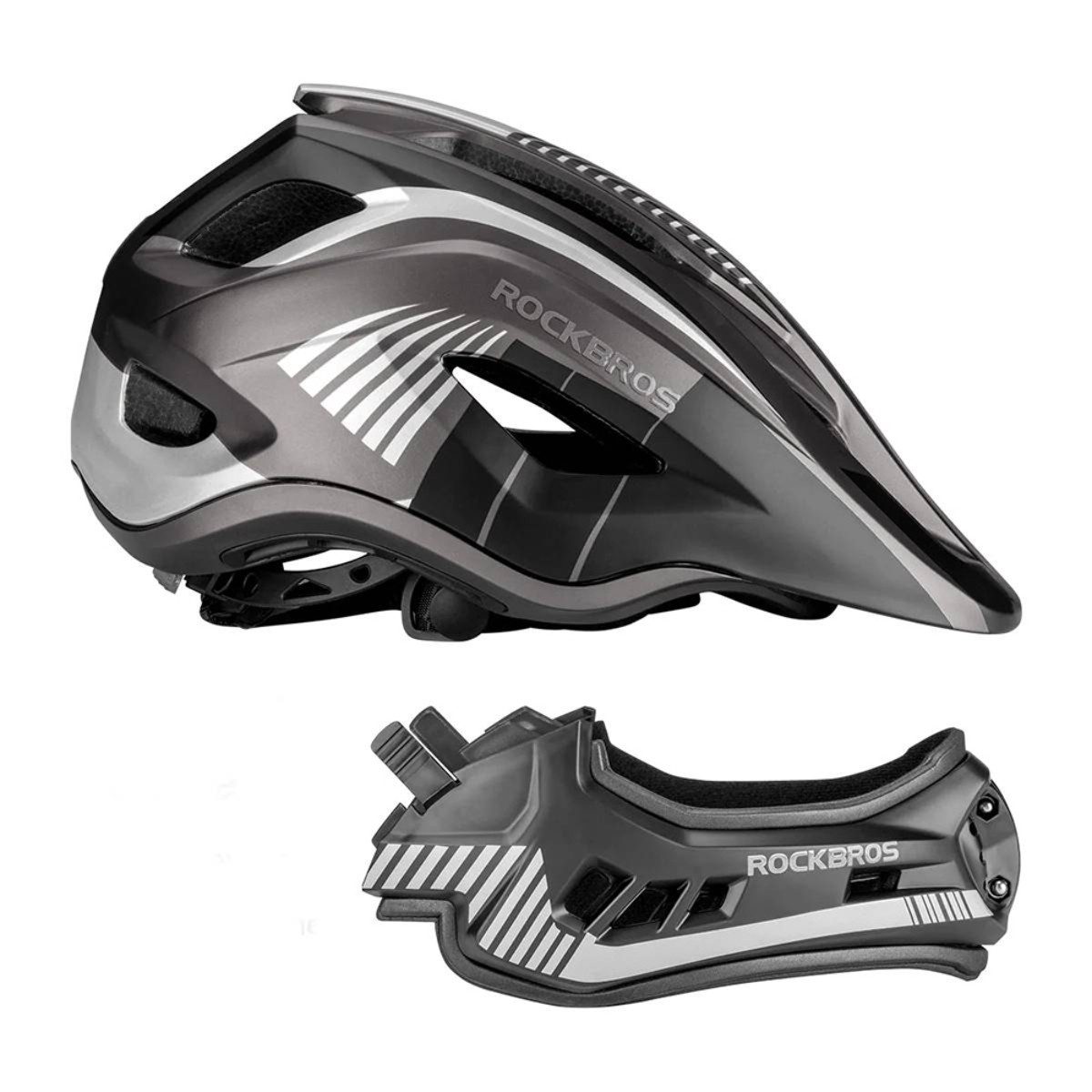 ROCKBROS Kinderfahrradhelm TT-32 (Fahrradhelm Set, Kinderhelm Set mit Kinnschutz), Kinderhelm mit abnehmbarem Fullface Kinnschutz