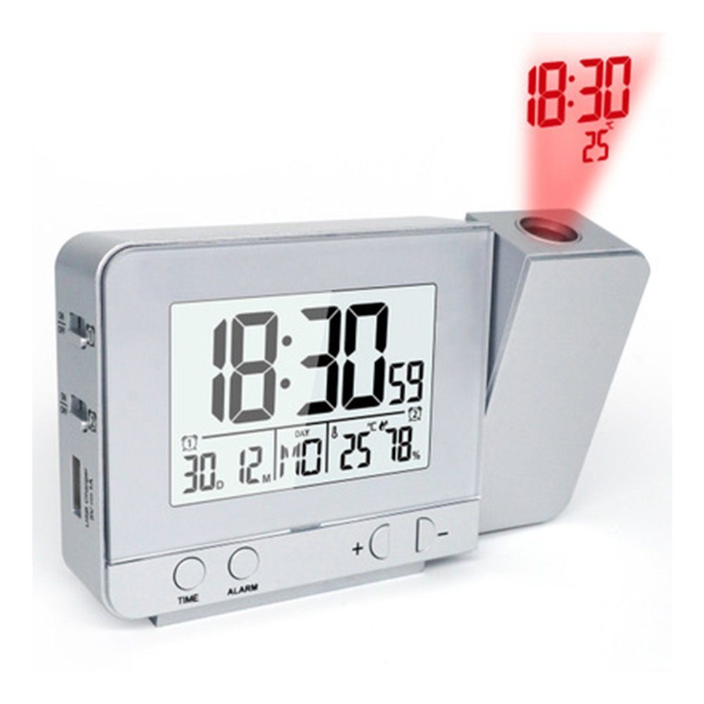 Digital Projektionswecker mit Temperatur und Zeit-Projektion & USB-Anschluss 
