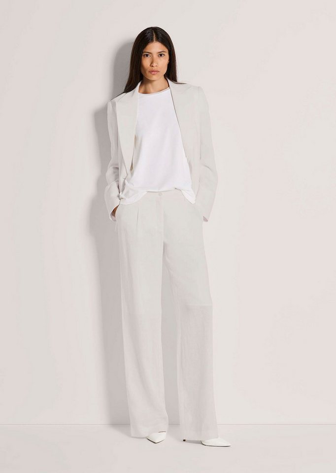 MADELEINE Kurzblazer Eleganter Zweireiher mit Reverskragen Leinenblazer mit aufgesetzten Taschen, Knopfverschluss und Langarm