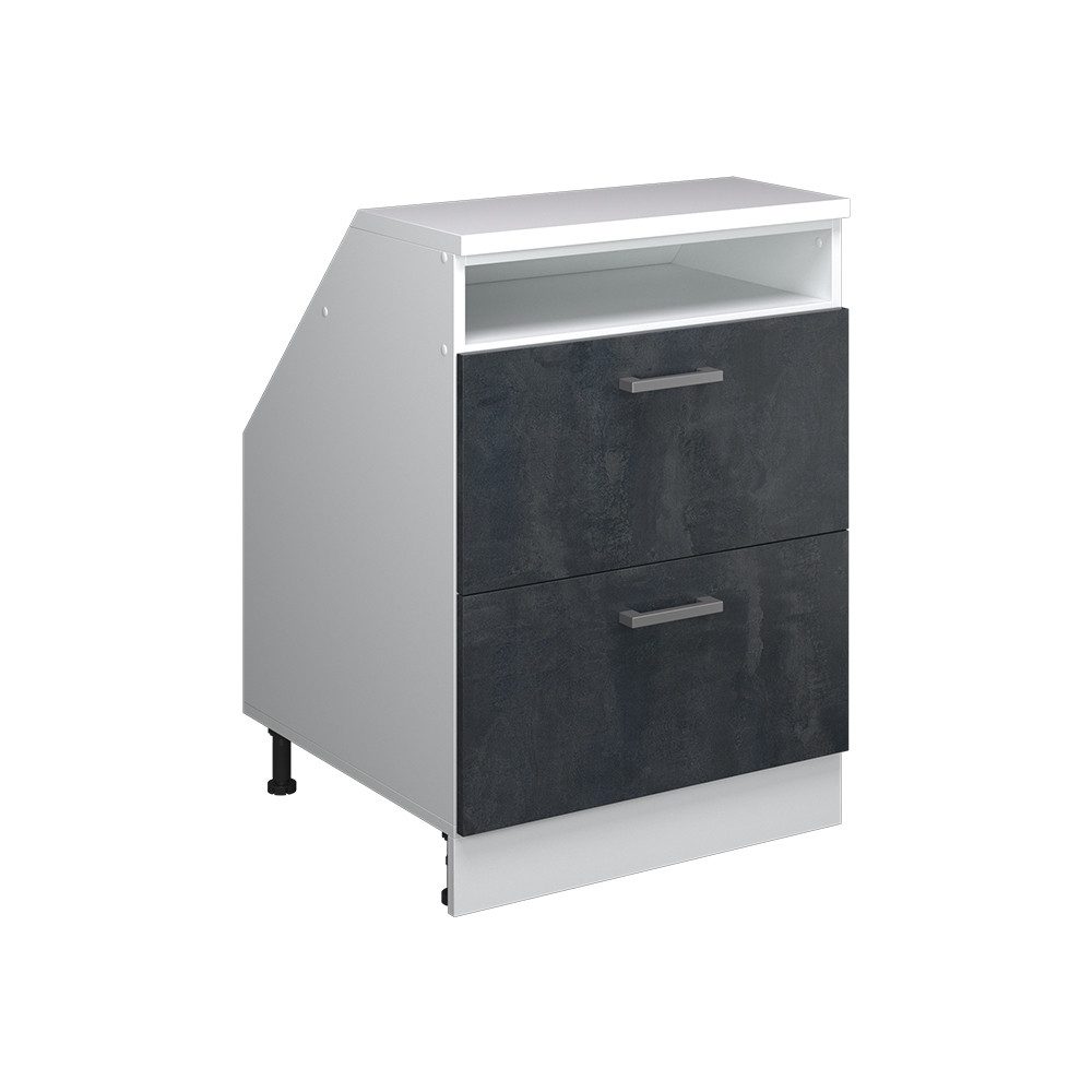 Vicco Kommode Rion, Schwarz Beton/Weiß, 60 x 81.6 cm mit 2 Schubladen, Schrankko... (1 St)