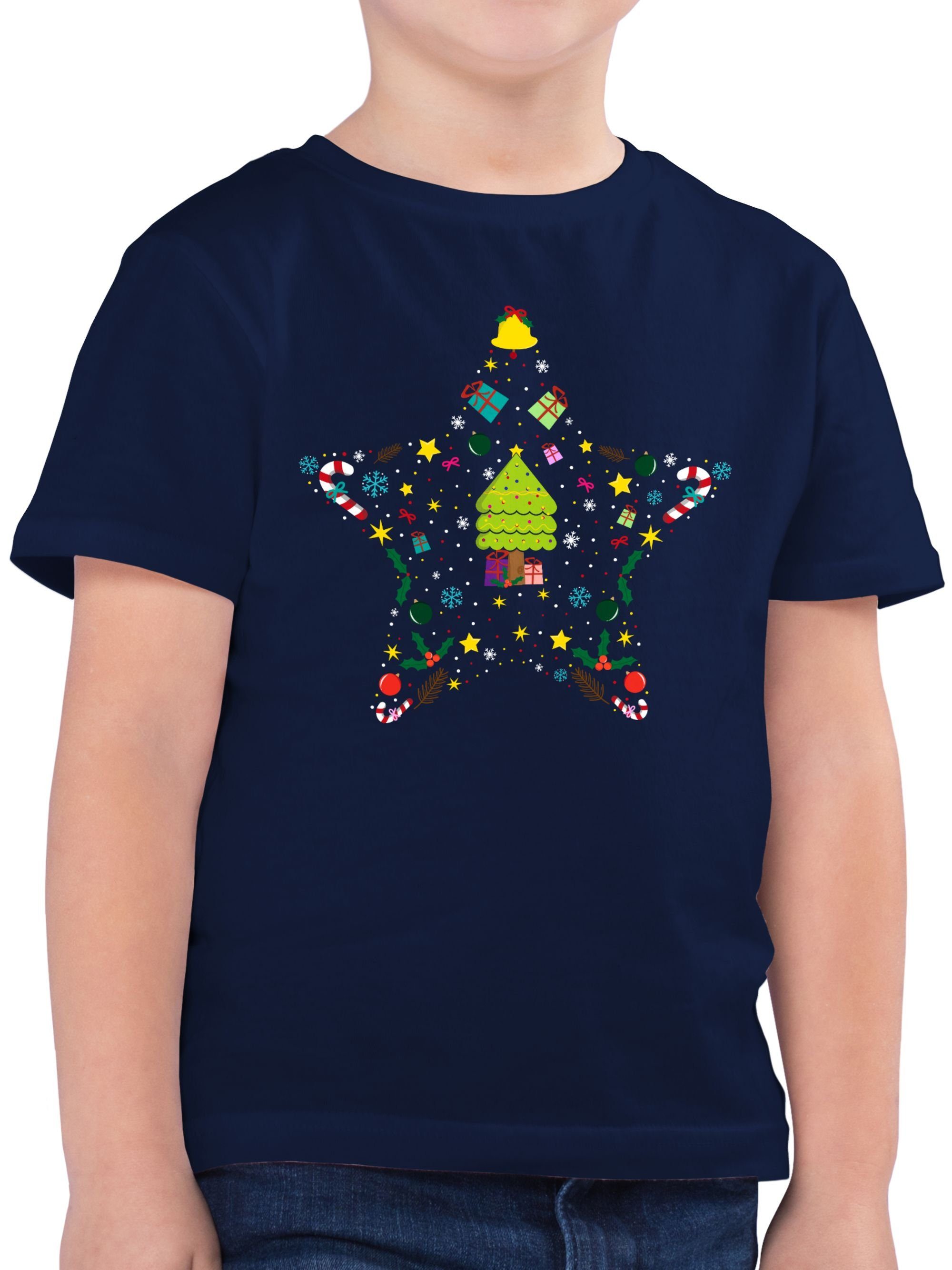 Shirtracer T-Shirt Weihnachtsstern Weihnachten Kleidung Kinder 03 Dunkelblau