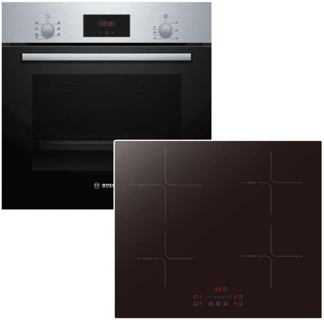BOSCH Backofen-Set Herd-Set Bosch Backofen 3D-Heißluft + PKM Induktionskochfeld autark 60