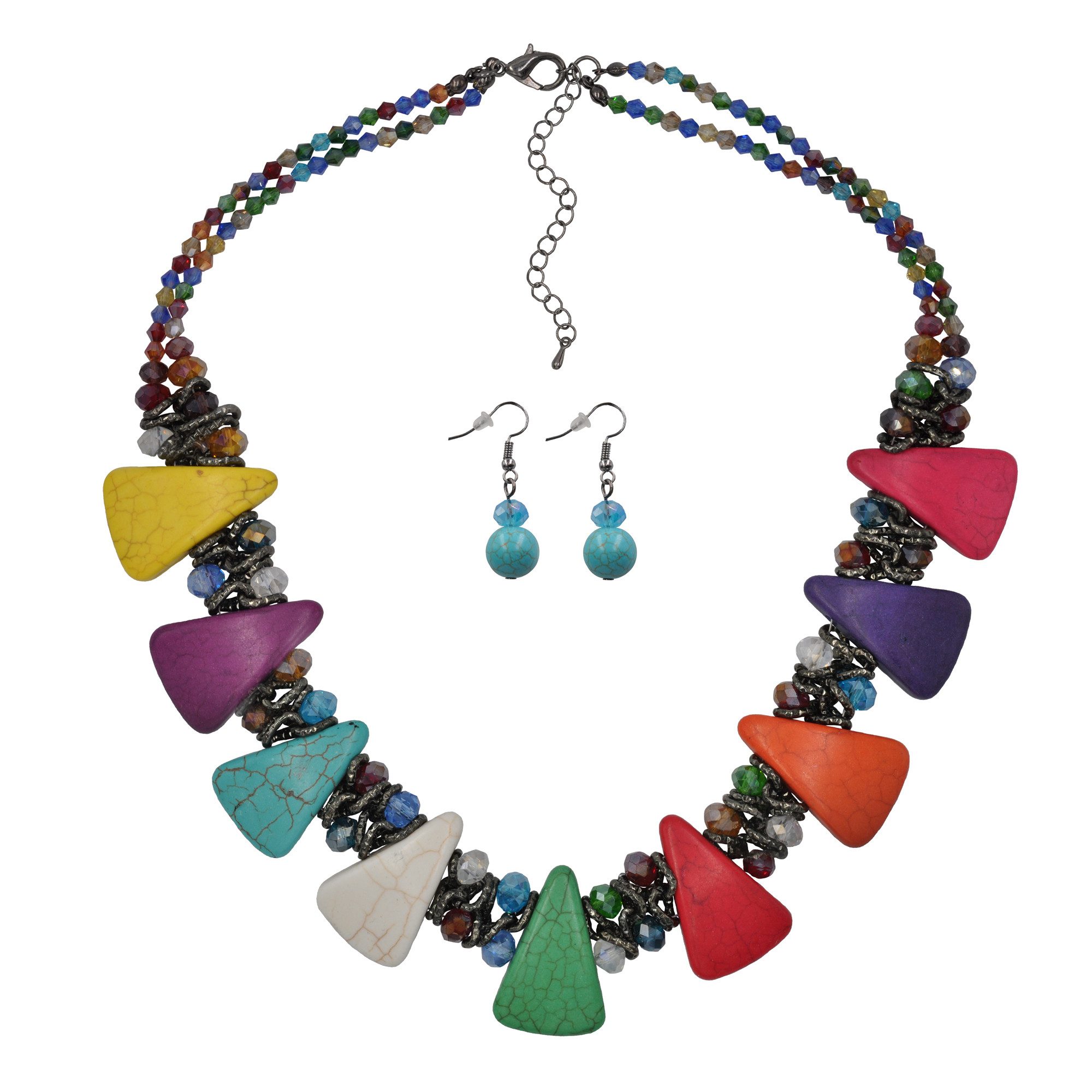 Steuer Paar Ohrhänger Set aus Collier und Ohrhaken multicolor