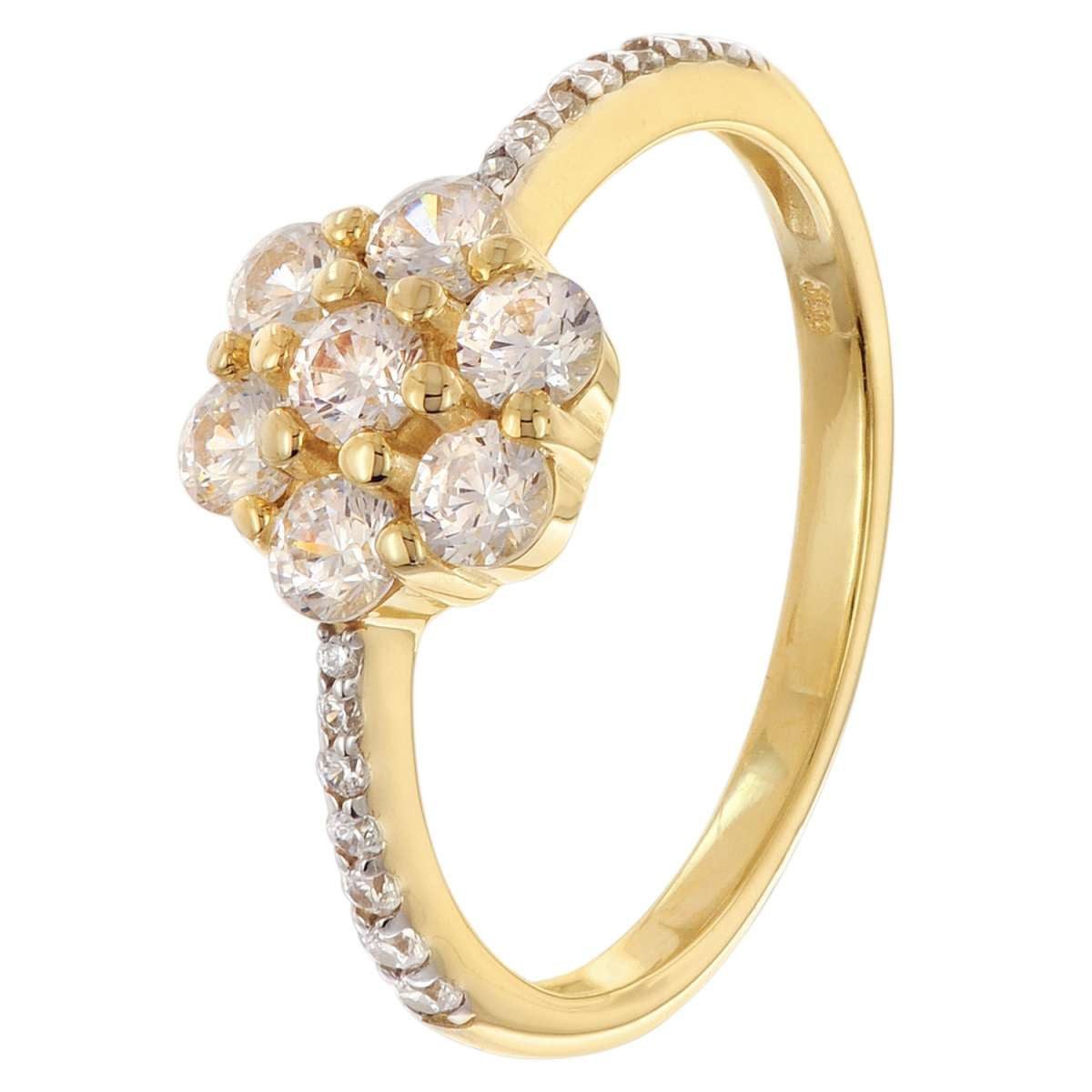 Glizz Goldring GL8550, Damenring mit Zirkonia Blüte Gold 333 / 8K