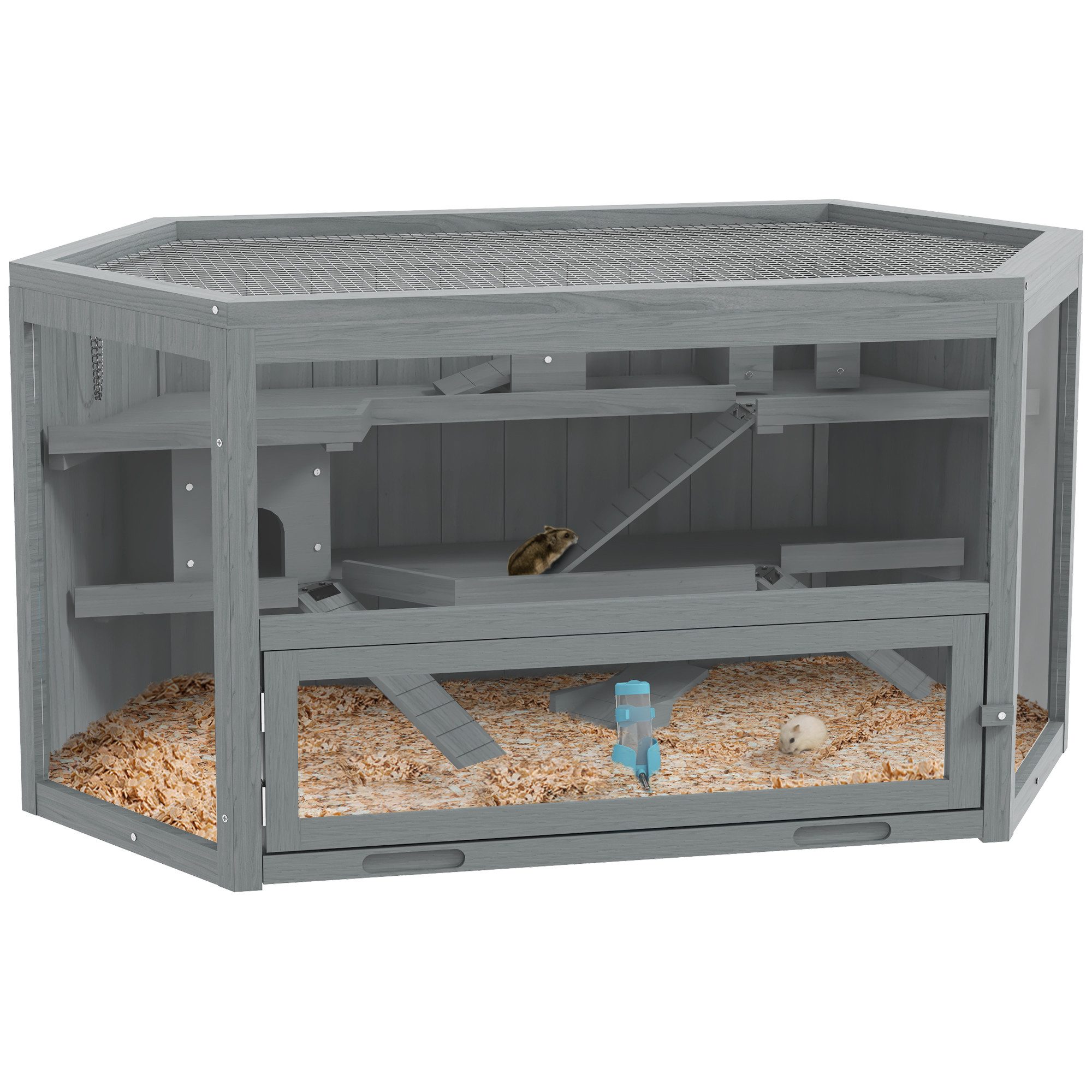 Kleintierkäfig 3 Etagen, 6-eckig, aus Holz