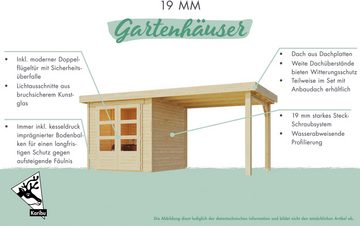 Karibu Gartenhaus "Schiefenberg 6" naturbelassen, BxT: 302x217 cm, aus hochwertiger nordischer Fichte mit wasserabweisender Profilierung