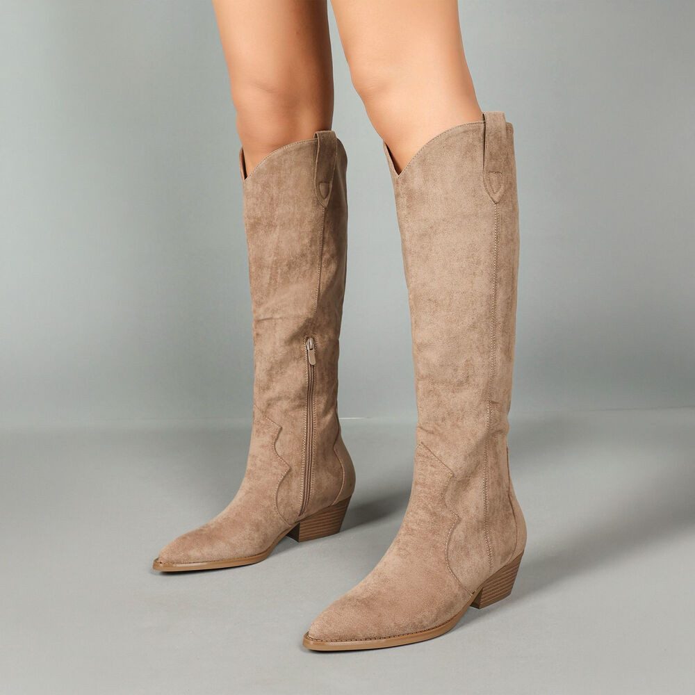 Ital-Design Stilvolle Stiefeletten mit Verzierung für Damen Westernstiefel (90927556) Blockabsatz Flache Stiefel in Hellbraun