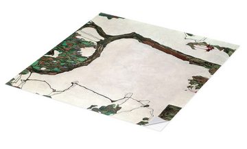 Posterlounge Wandfolie Egon Schiele, Herbstbaum mit Fuchsien, Wohnzimmer Malerei
