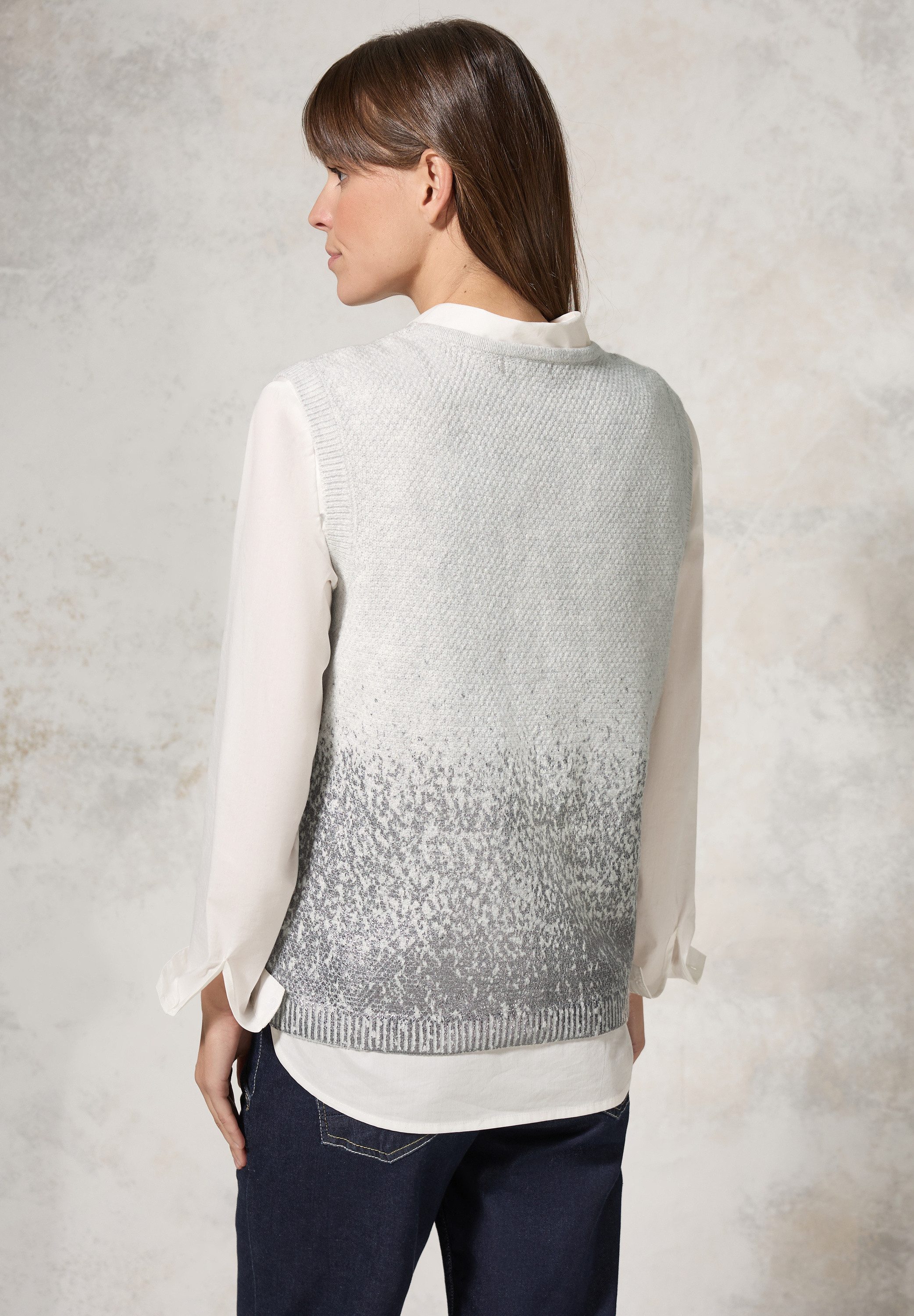 CECIL Kurzarmpullover mit V-Ausschnitt