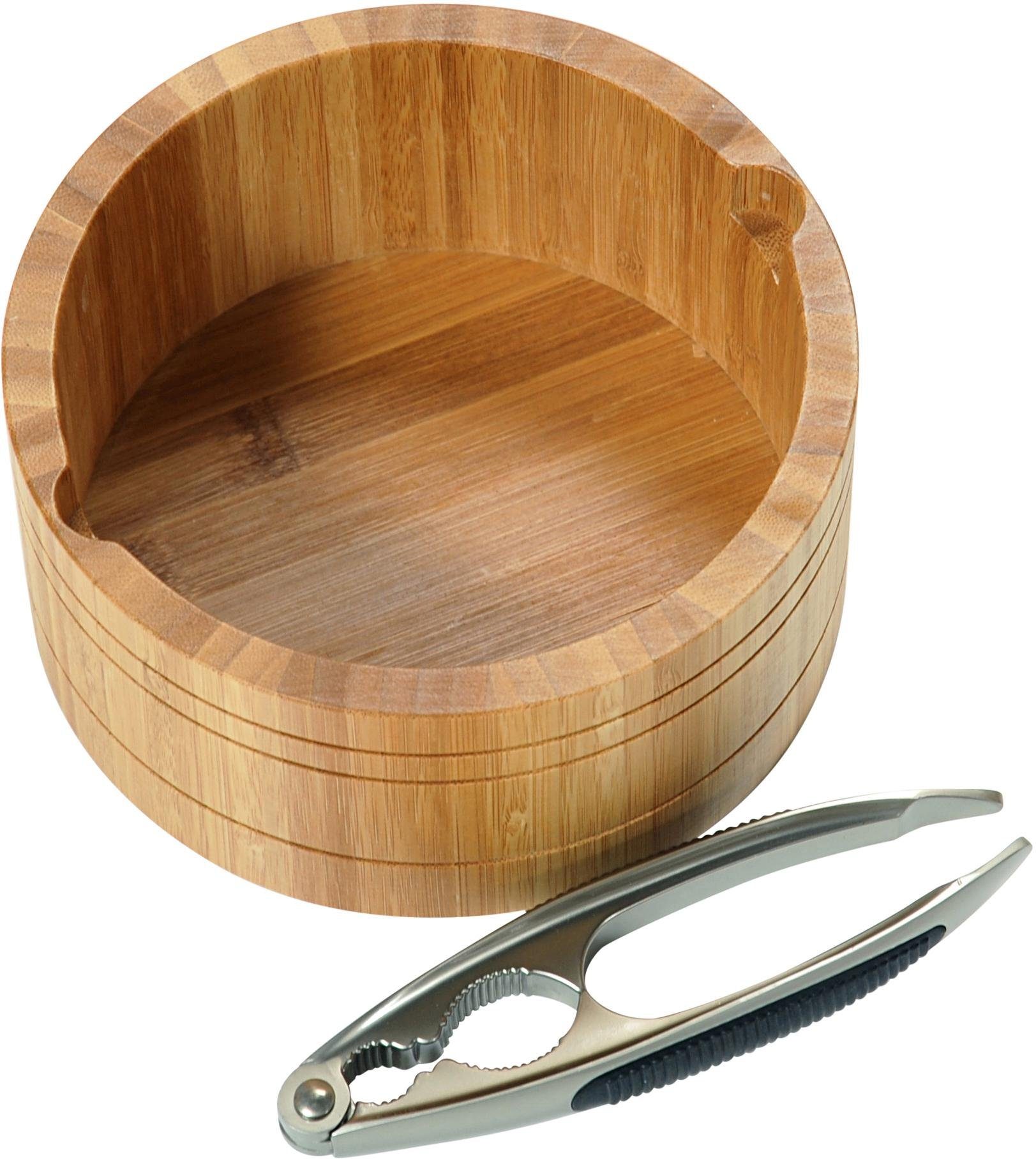 KESPER® Snackschale Nussschale, rund, Bambus, (Set, 2-tlg), inkl. Nussknacker