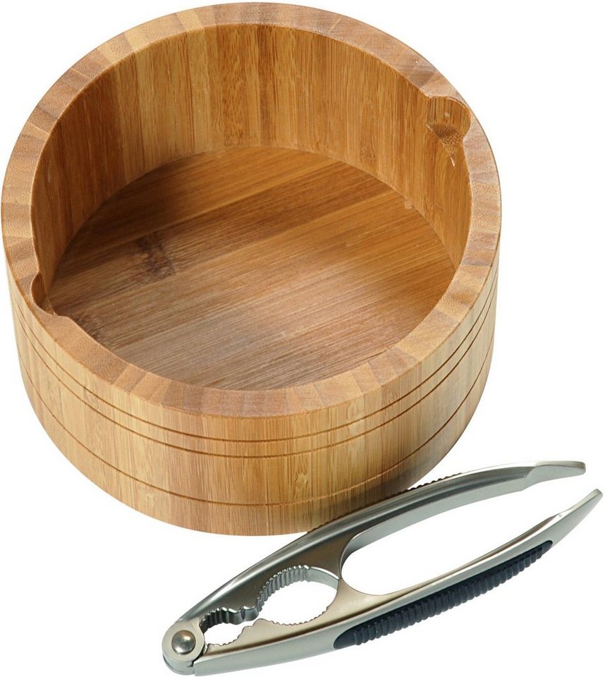 KESPER for kitchen & home Snackschale, Bambus, (Set, 2-tlg), inkl.  Nussknacker, Schale aus FSC®zertifiziertem Bambus hergestellt