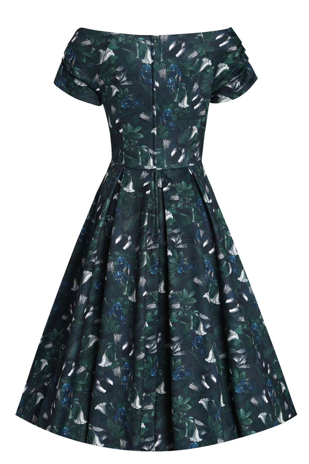 Dolly and Dotty A-Linien-Kleid Lily Green Magpie Off-Shoulder Vintage Retro günstig online kaufen