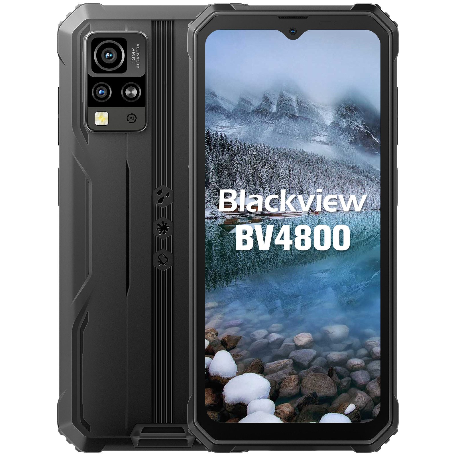 blackview BV4800 AI 3GB+64GB Smartphone (6.56 Zoll, 13 MP Kamera, Fingerabdruck/NFC/GPS/IP69K, FM/OTG, Ohne Vertrag)
