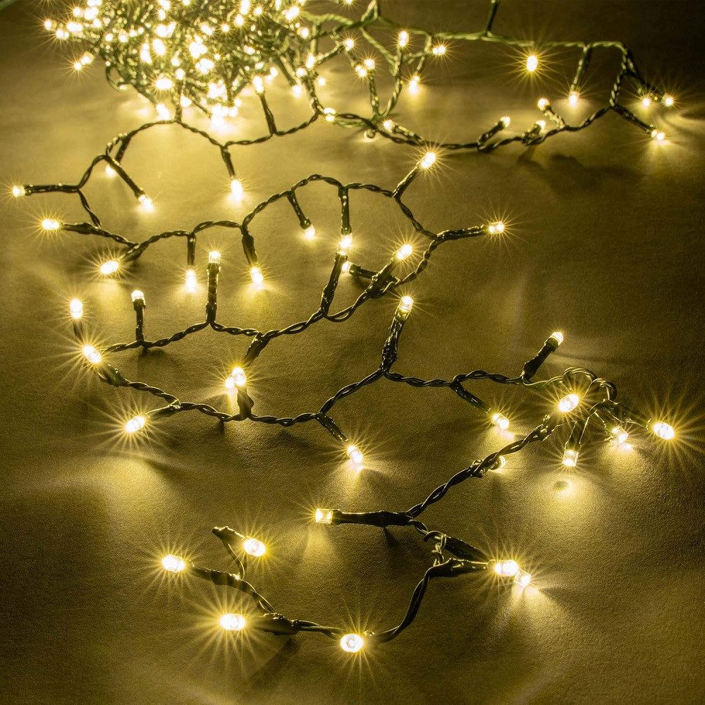 Nipach LED-Lichternetz BA11366 LED Cluster Büschel Lichterkette 500er warmweiß Timer 10m auße