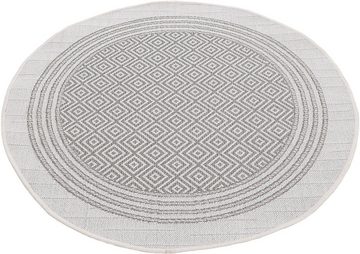 Teppich Boho 103, carpetfine, rund, Höhe: 4 mm, robustes Flachgewebe, Sisal Optik, UV-beständig, Außenbereich