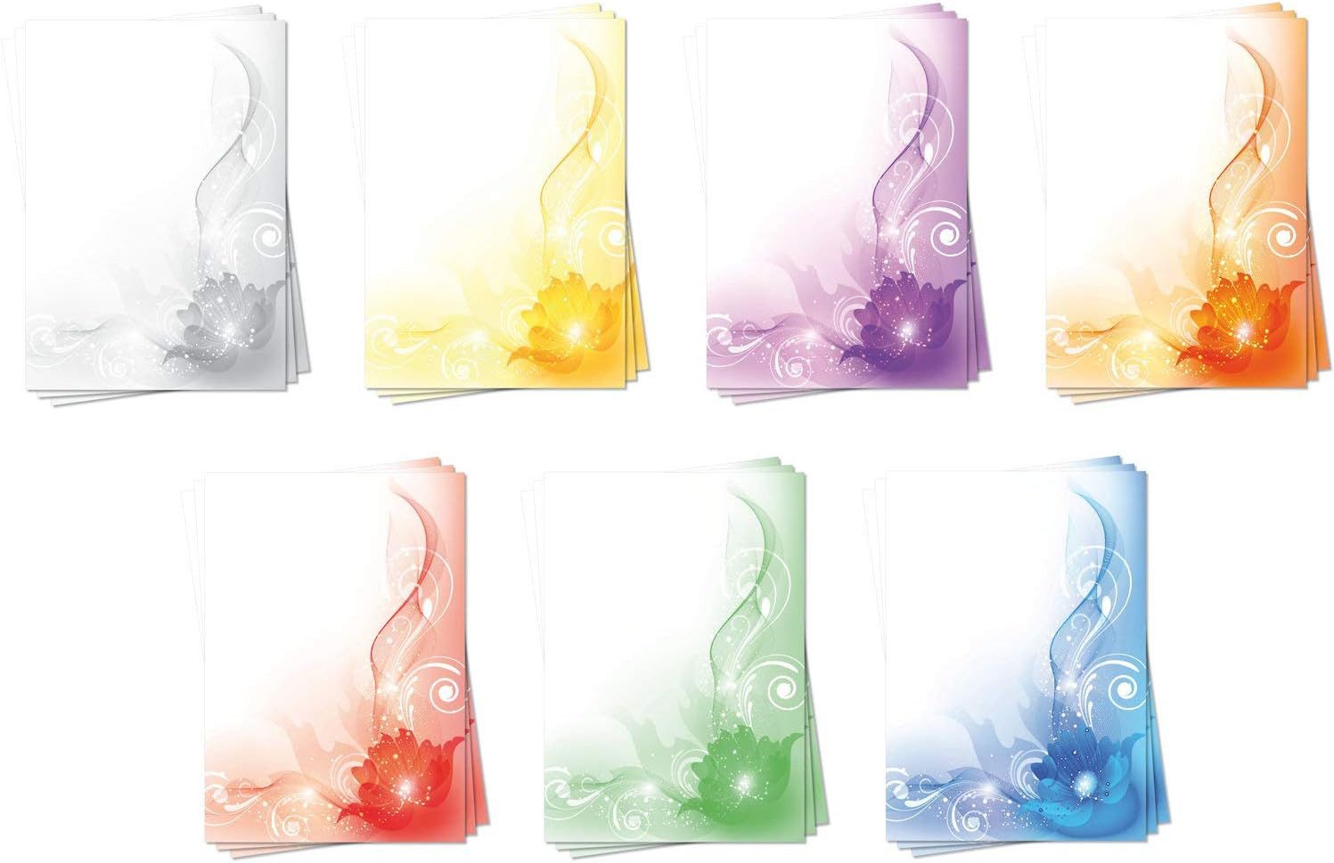 Briefpapier Set Motivpapier Blumenmuster Ornamente in 7 Farben (MPA-5237)