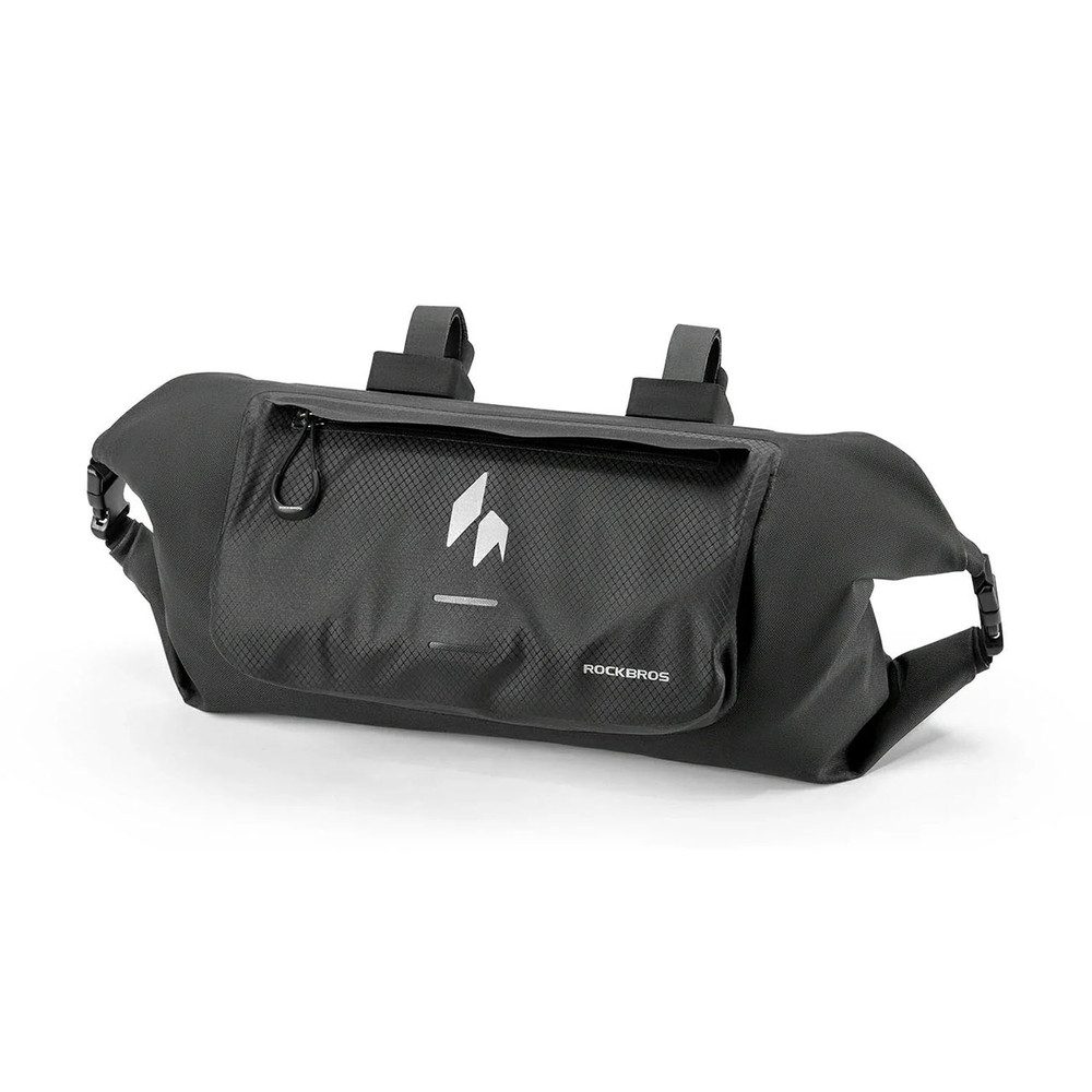 ROCKBROS Lenkertasche Fahrradtasche Tourentasche Gepäcktasche (Spar-Set, 1-tlg., 42 x 17 x 17 cm leicht), wasserdicht, 8 l, Rollverschluss, Reflektoren