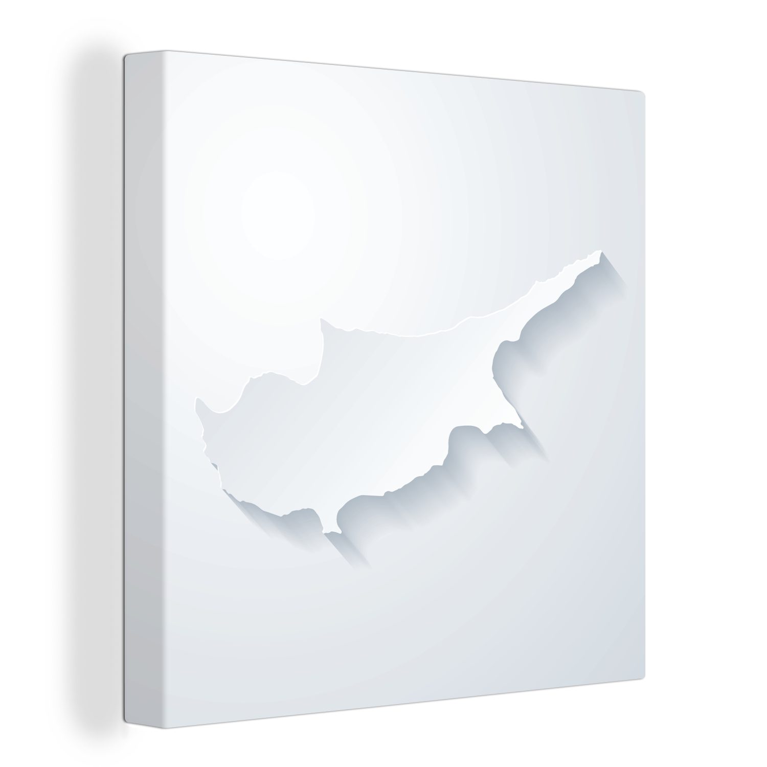OneMillionCanvasses® Leinwandbild Illustration von Zypern in Weiß, (1 St), Leinwand Bilder für Wohnzimmer Schlafzimmer