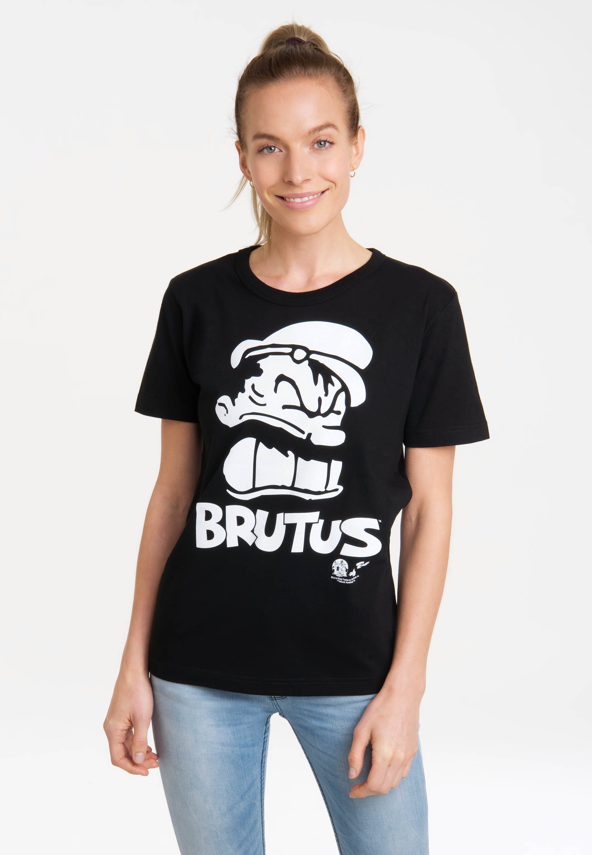 LOGOSHIRT T-Shirt Popeye - Bluto Portrait mit lizenziertem Print