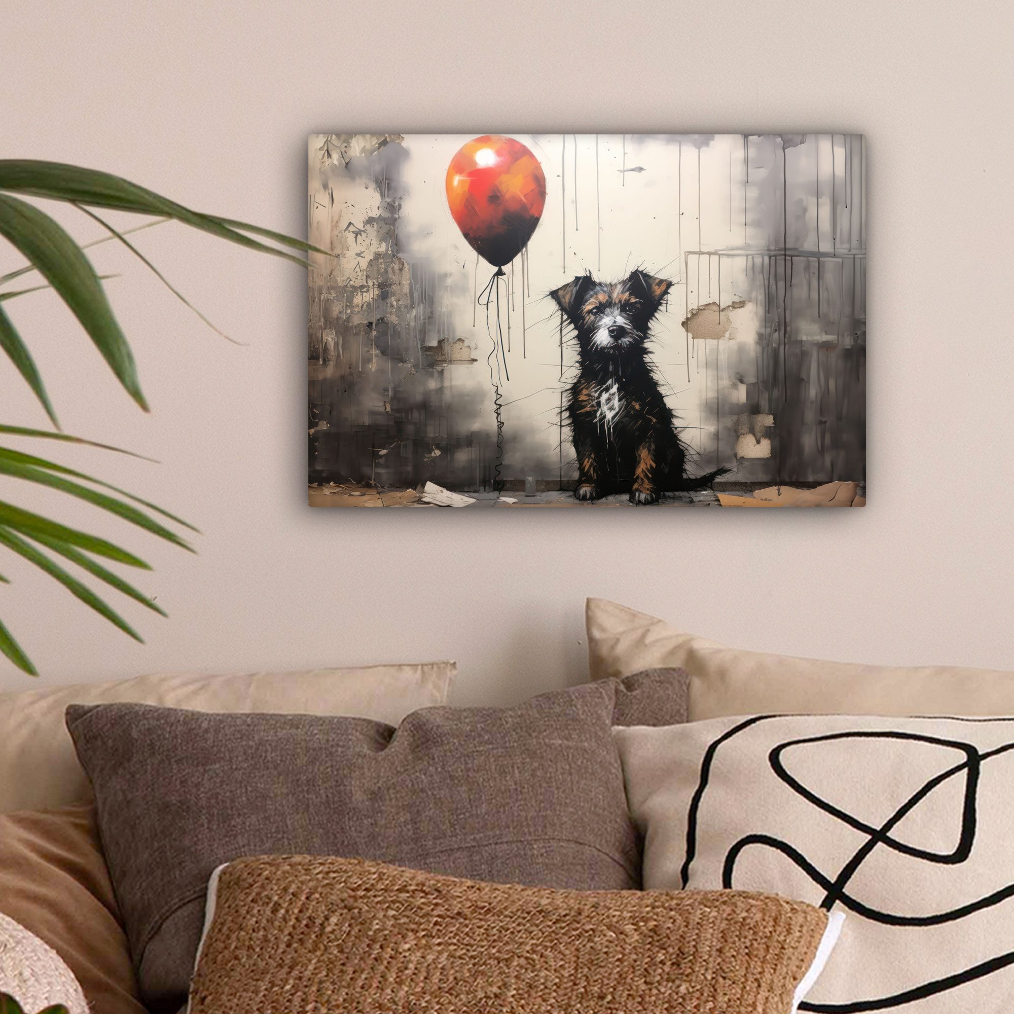 OneMillionCanvasses® Leinwandbild Graffiti - Hund - Luftballon - Tiere, Fot günstig online kaufen
