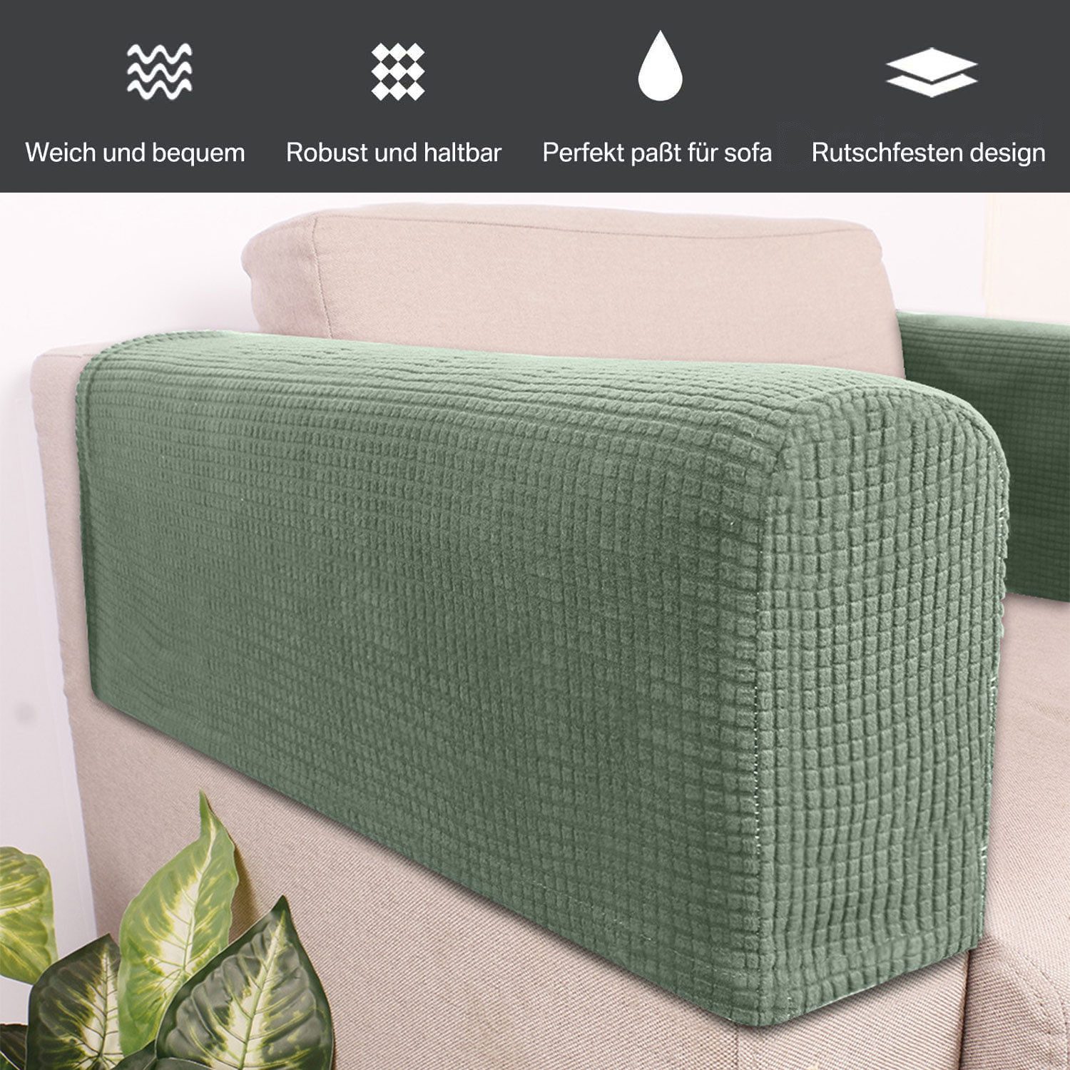 Refttenw Sesselschoner Elastische Couch-Stretch-Armlehnen-Handschuhe, 2 Stück