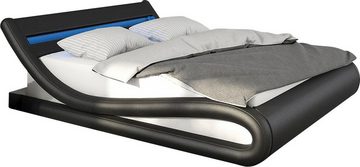 SalesFever Polsterbett, mit LED-Beleuchtung, Kunstleder, Design Bett in moderner Form