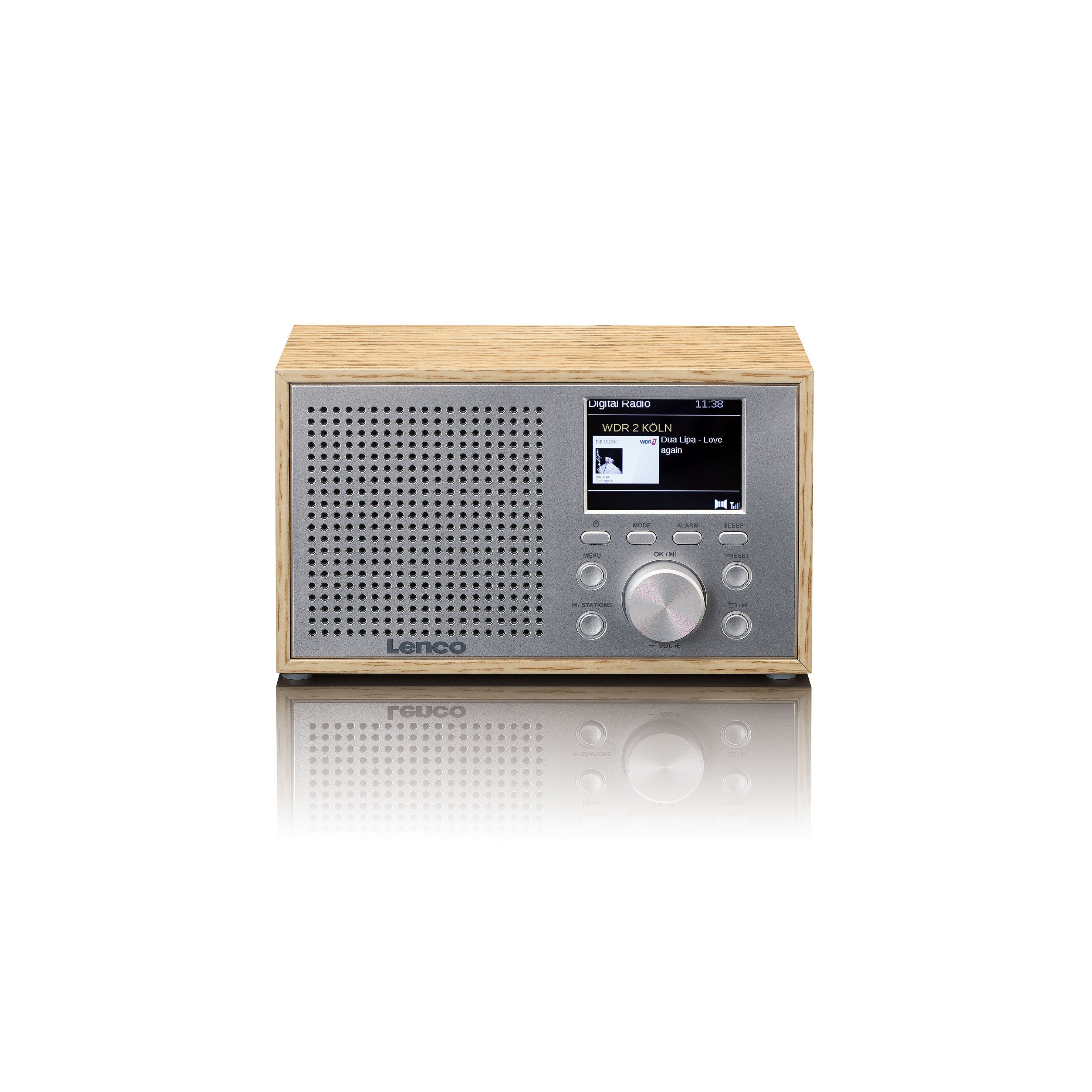 Lenco DAR-017WH UKW-Radio (DAB,DAB+,FM, 3 W, tragbares DAB+/FM-Radio mit Bluetooth in eleganten Holzgehäuse-Design)