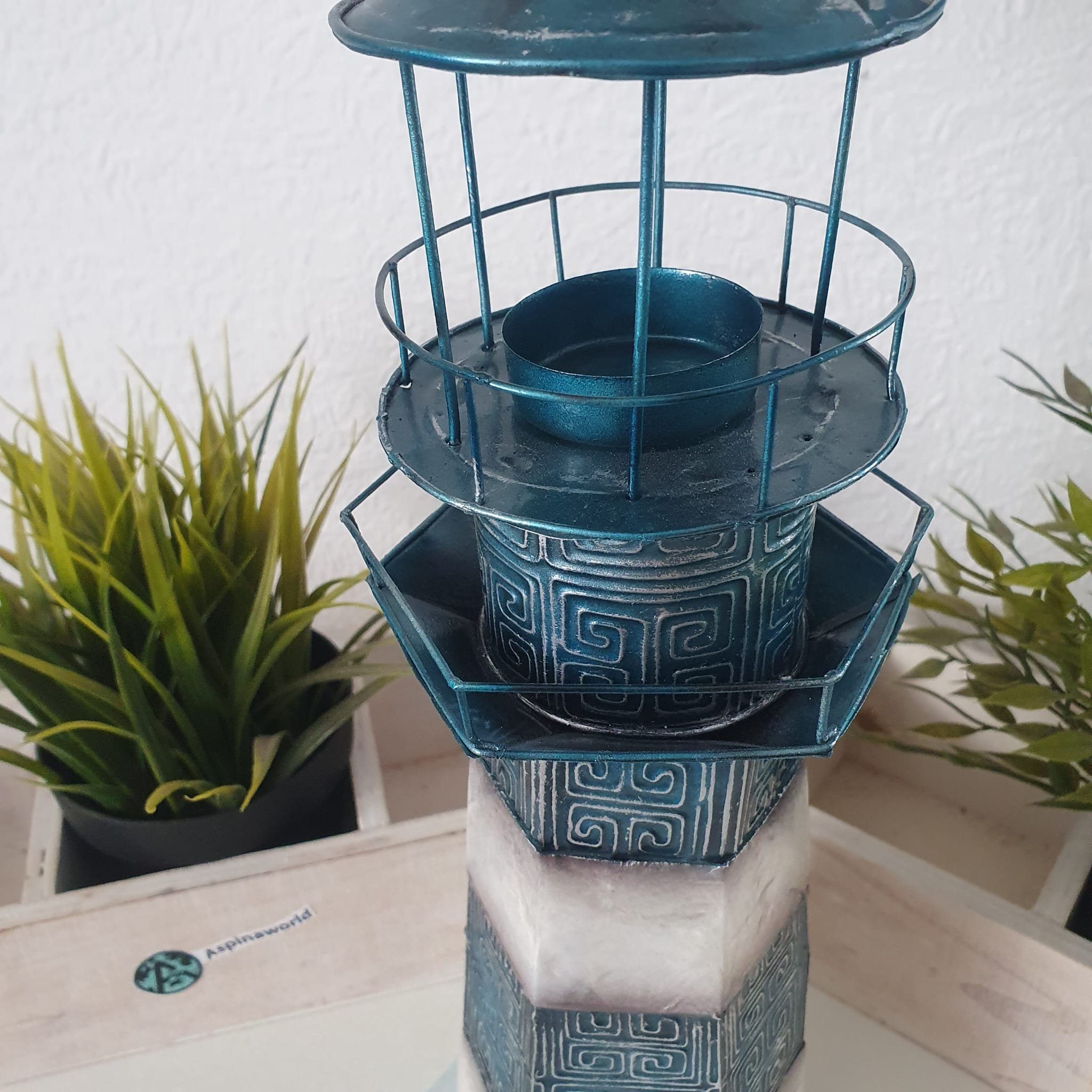 cm Dekofigur Leuchtturm 32 Aspinaworld Metall Gartenfigur