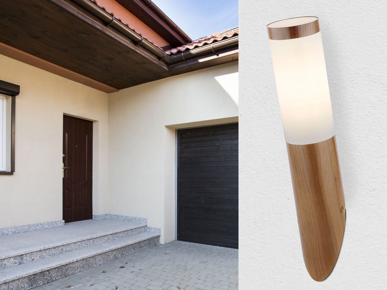 GLOBO LIGHTING LED Außen-Wandleuchte, LED wechselbar, warmweiß, Fassadenbeleuchtung Außenlicht Terrassenleuchte Hausbeleuchtung H 39cm