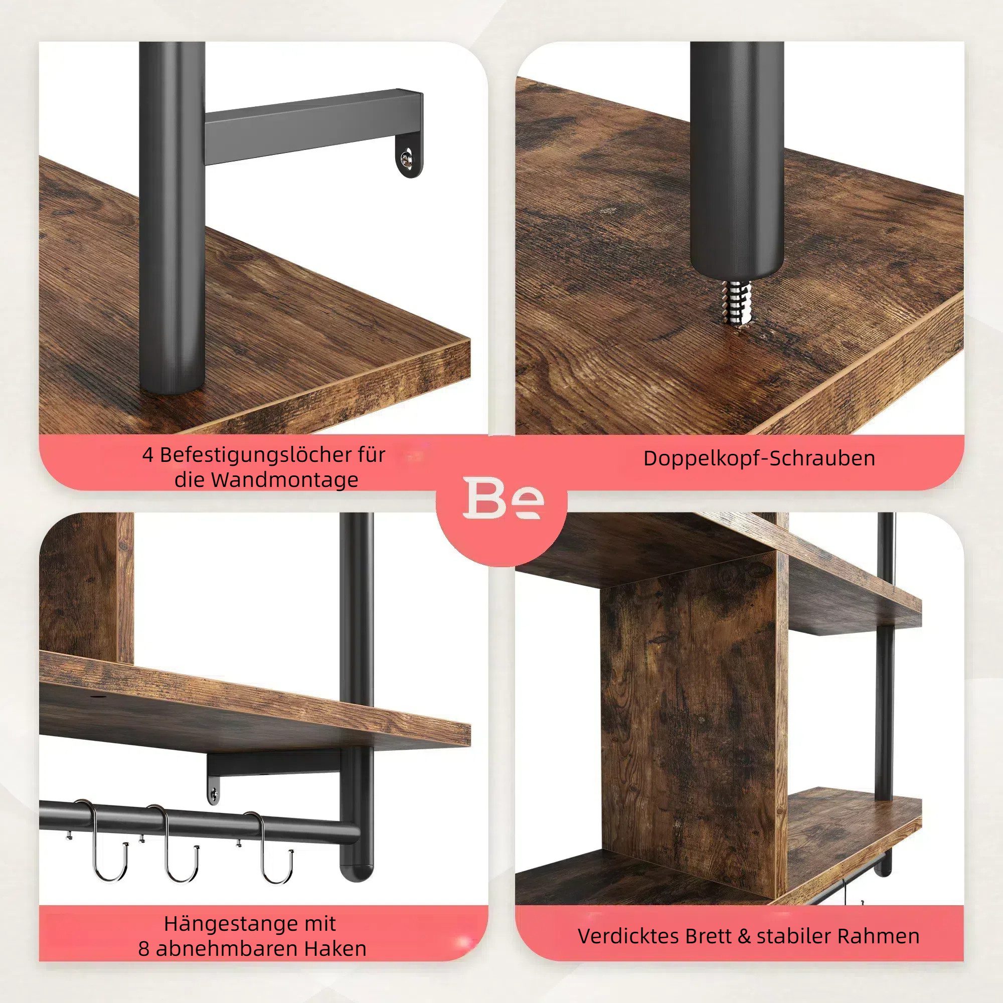 Bestier Wandregal Schweberegale, Küchenregal, Wandmontage, 3 Etagen – 105 x günstig online kaufen